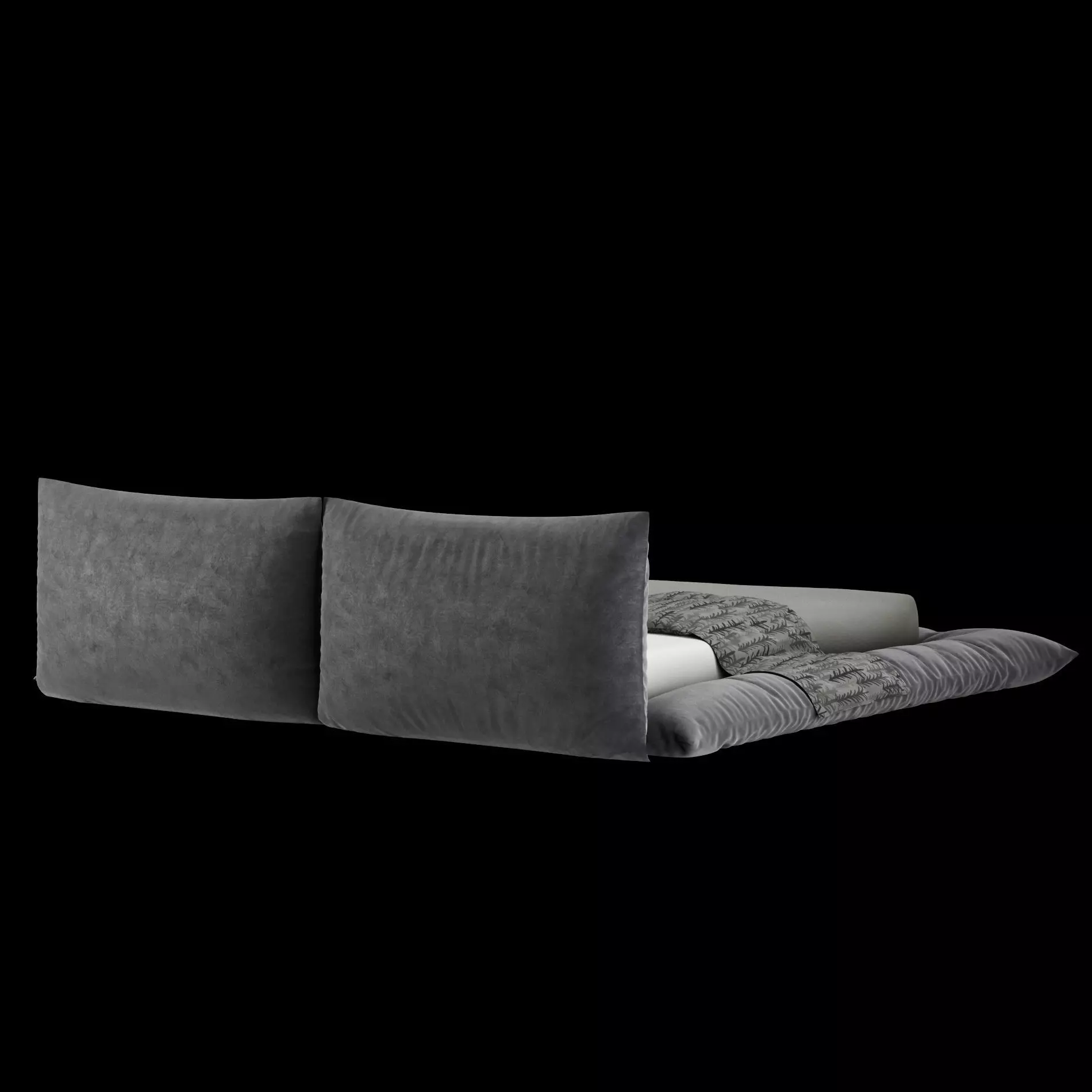 Bed with pillows and blanket 029 3D model_13