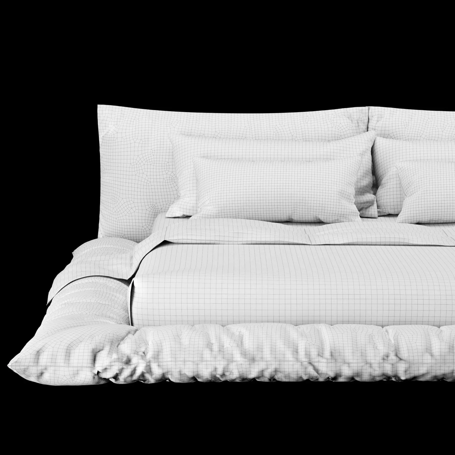 Bed with pillows and blanket 029 3D model_6