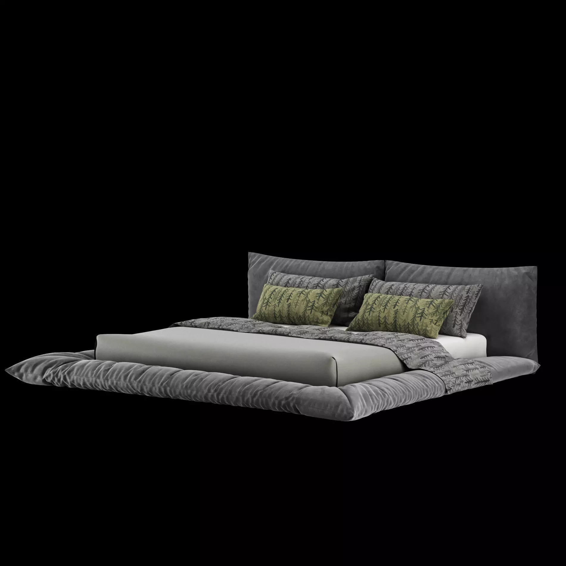 Bed with pillows and blanket 029 3D model_11