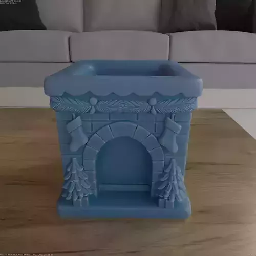 Cozy Christmas Fireplace Planter Candy Box 3D Print STL
