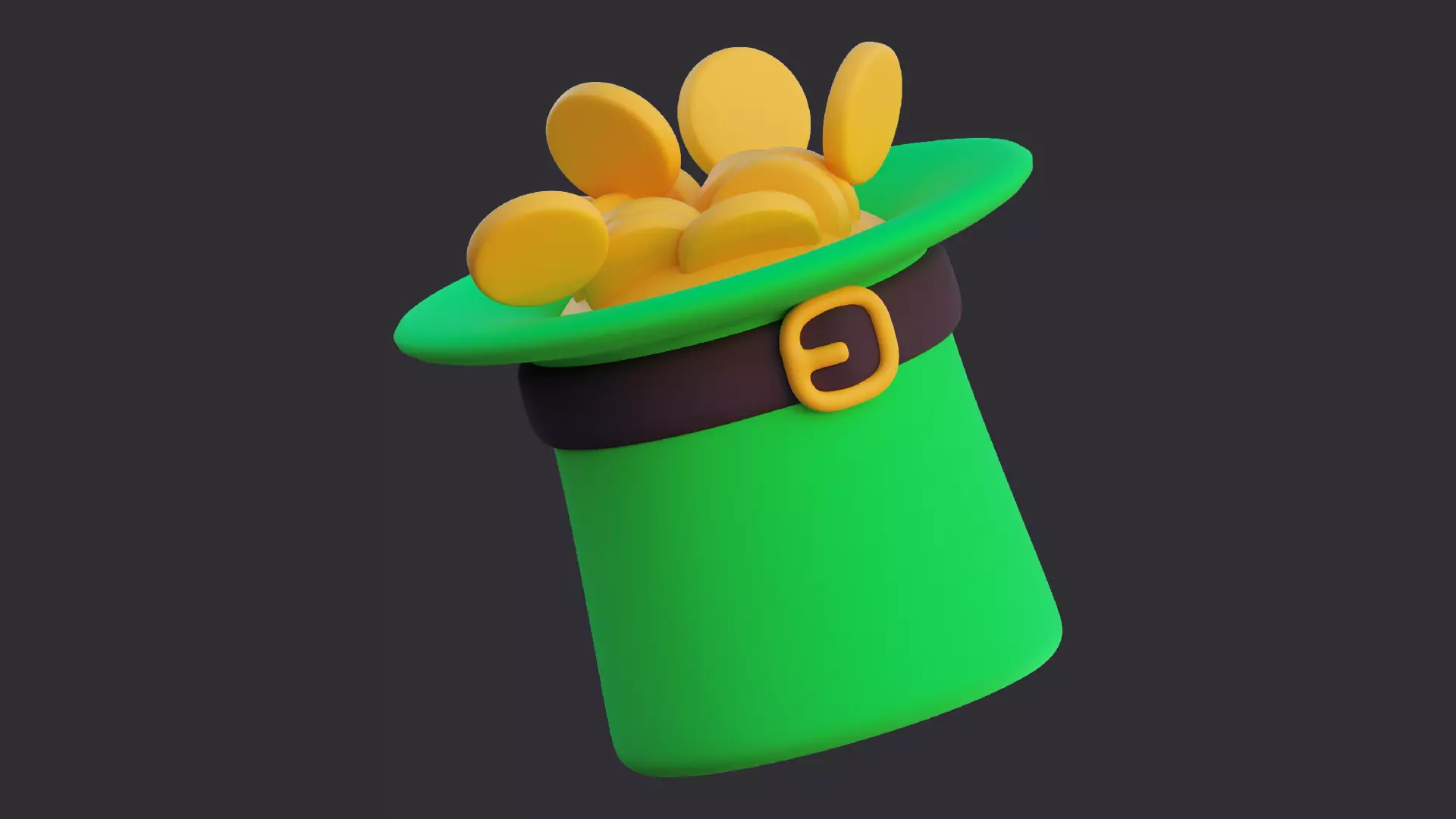 Low Poly Leprechaun Hat with Gold 3D model