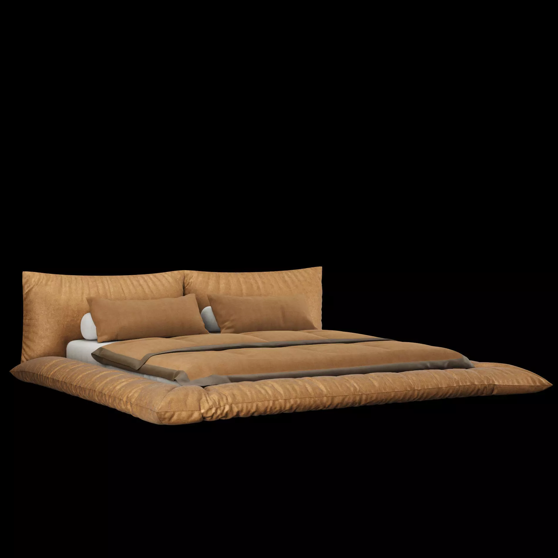 Bed with pillows and blanket 031 3D model_0