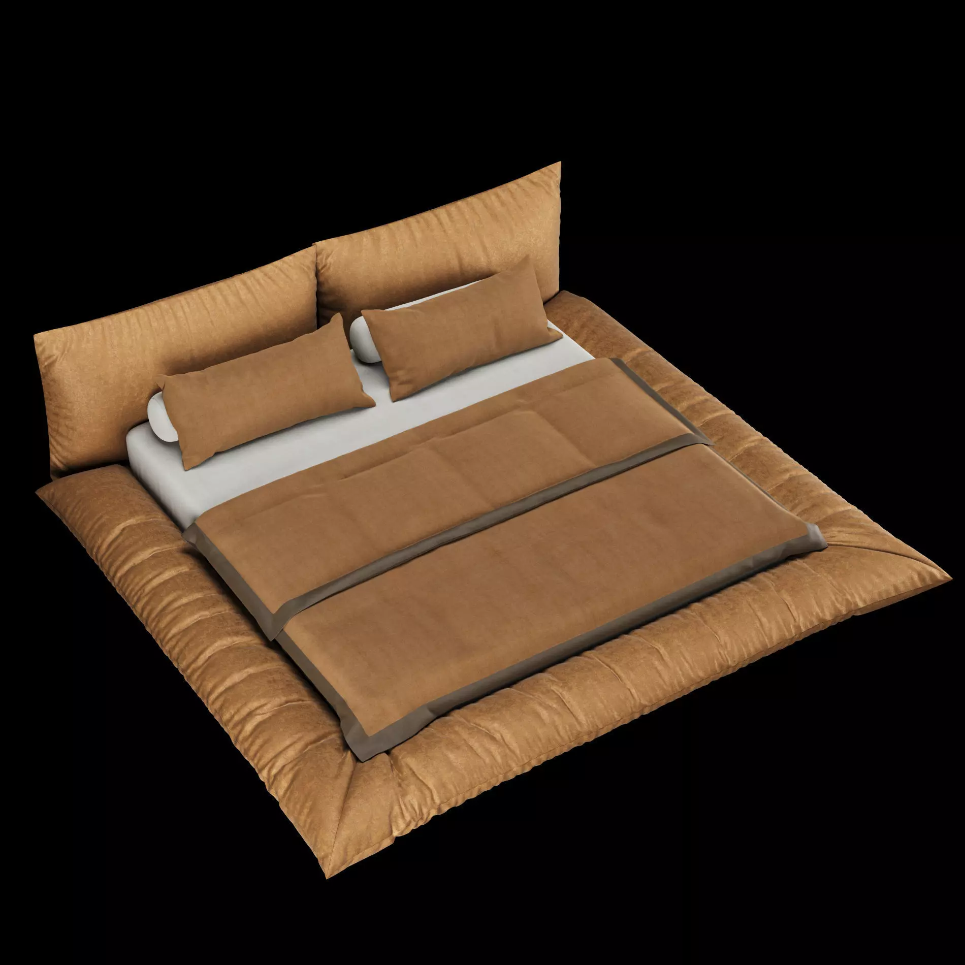 Bed with pillows and blanket 031 3D model_3