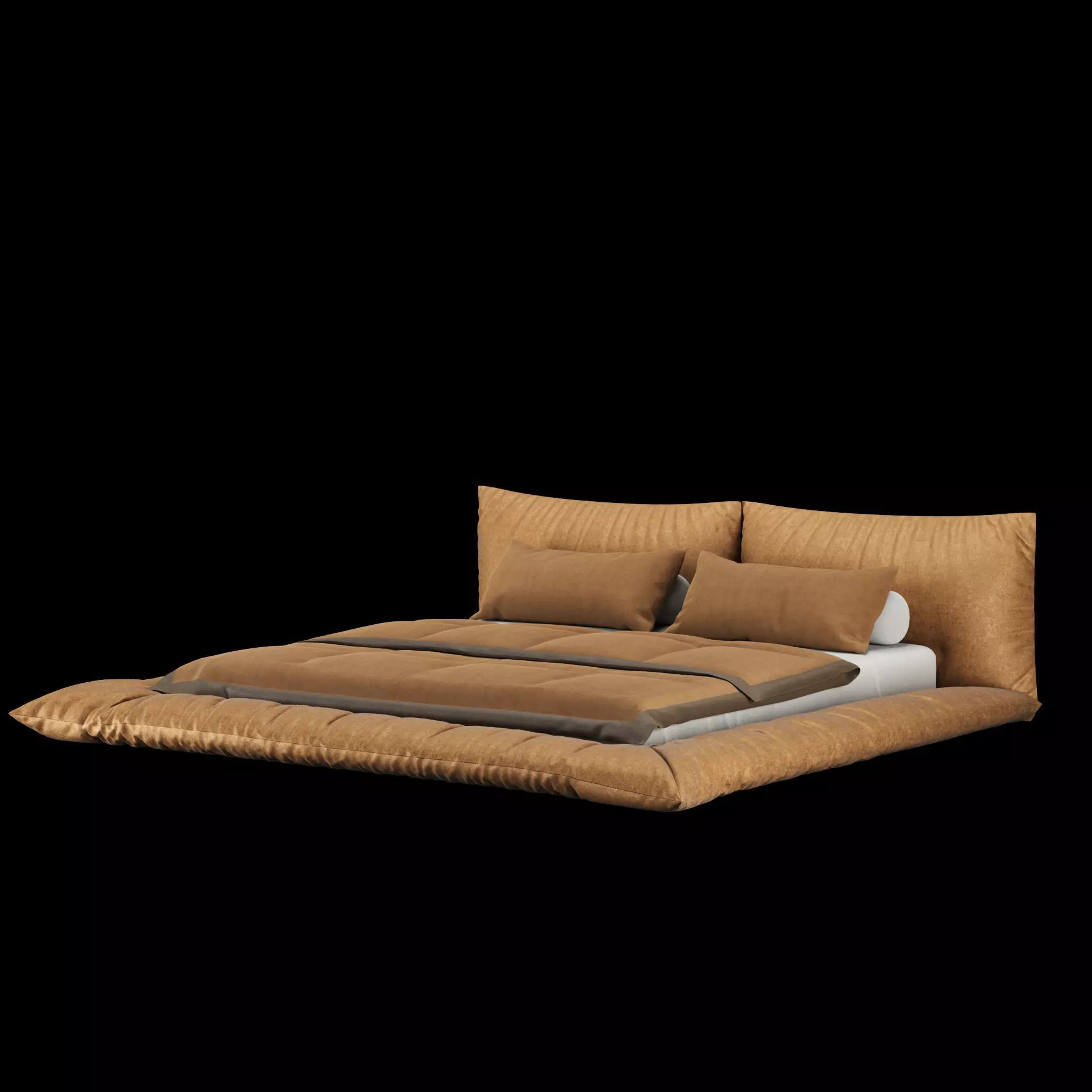 Bed with pillows and blanket 031 3D model_11