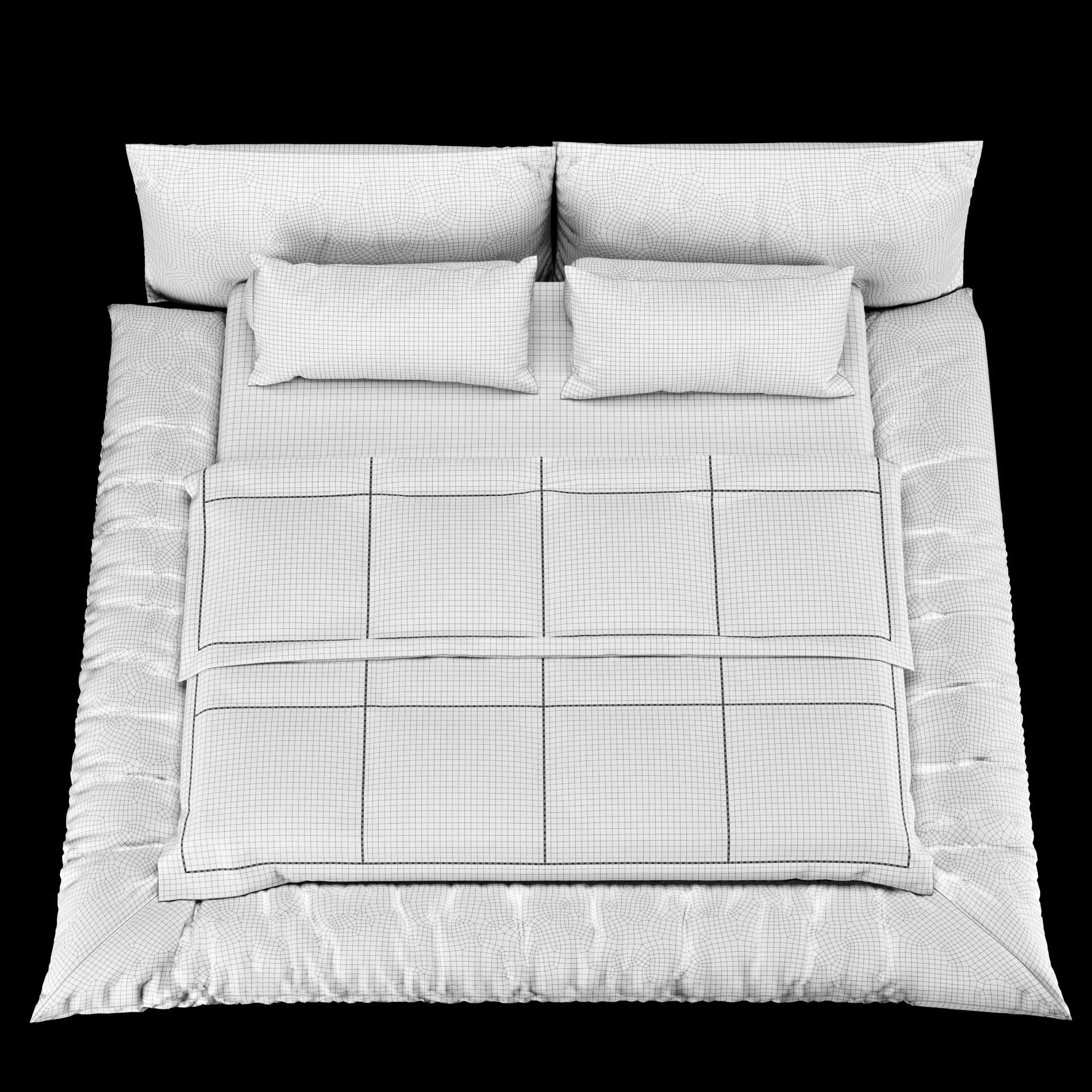 Bed with pillows and blanket 031 3D model_10
