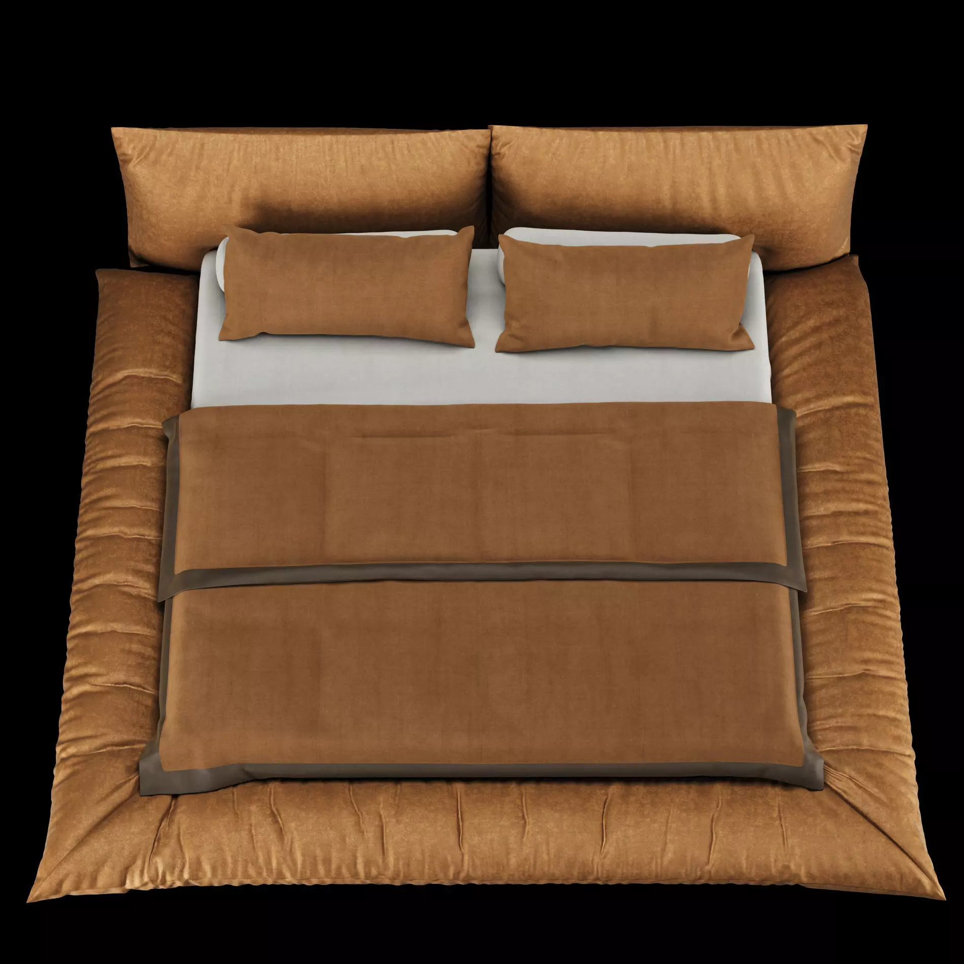 Bed with pillows and blanket 031 3D model_9