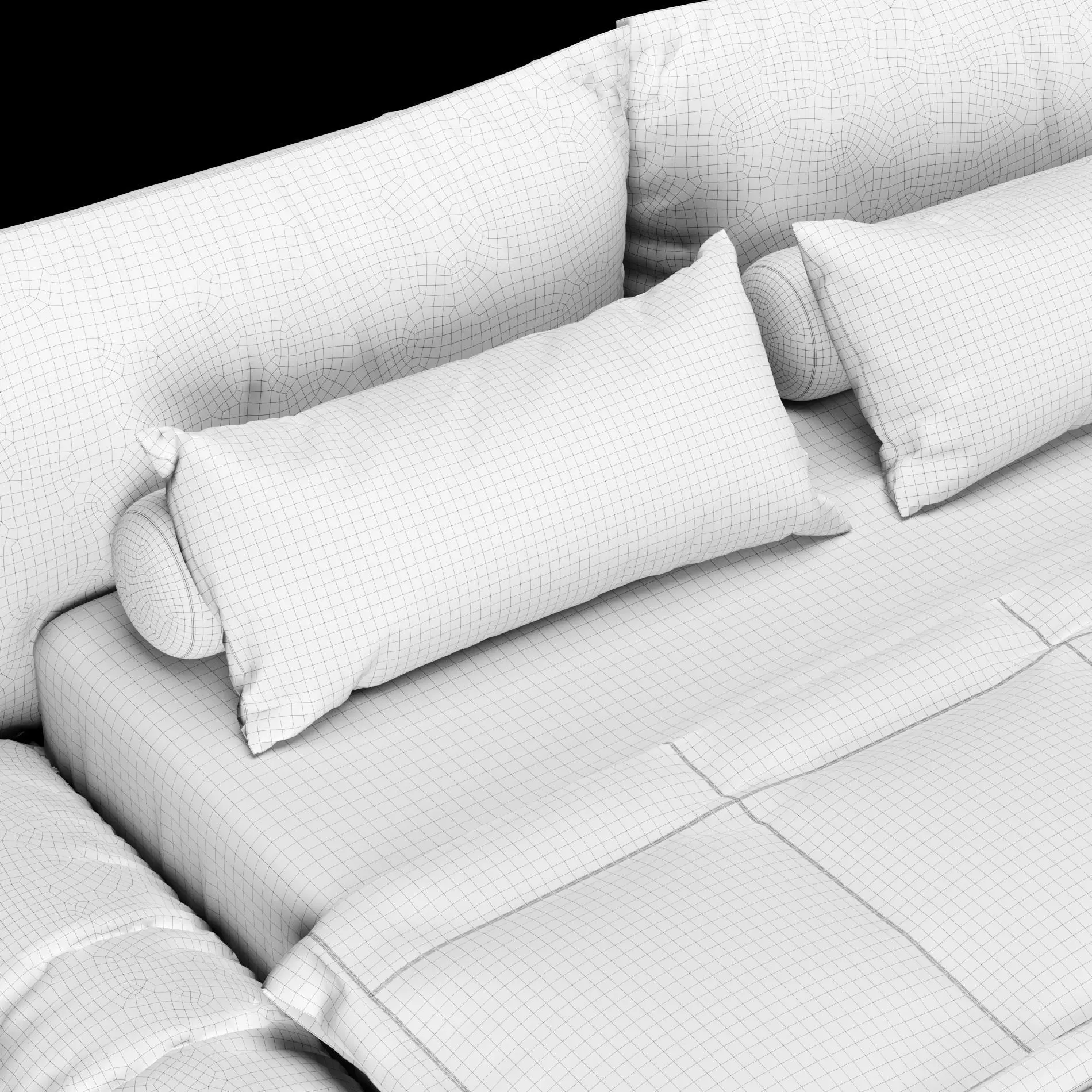 Bed with pillows and blanket 031 3D model_8