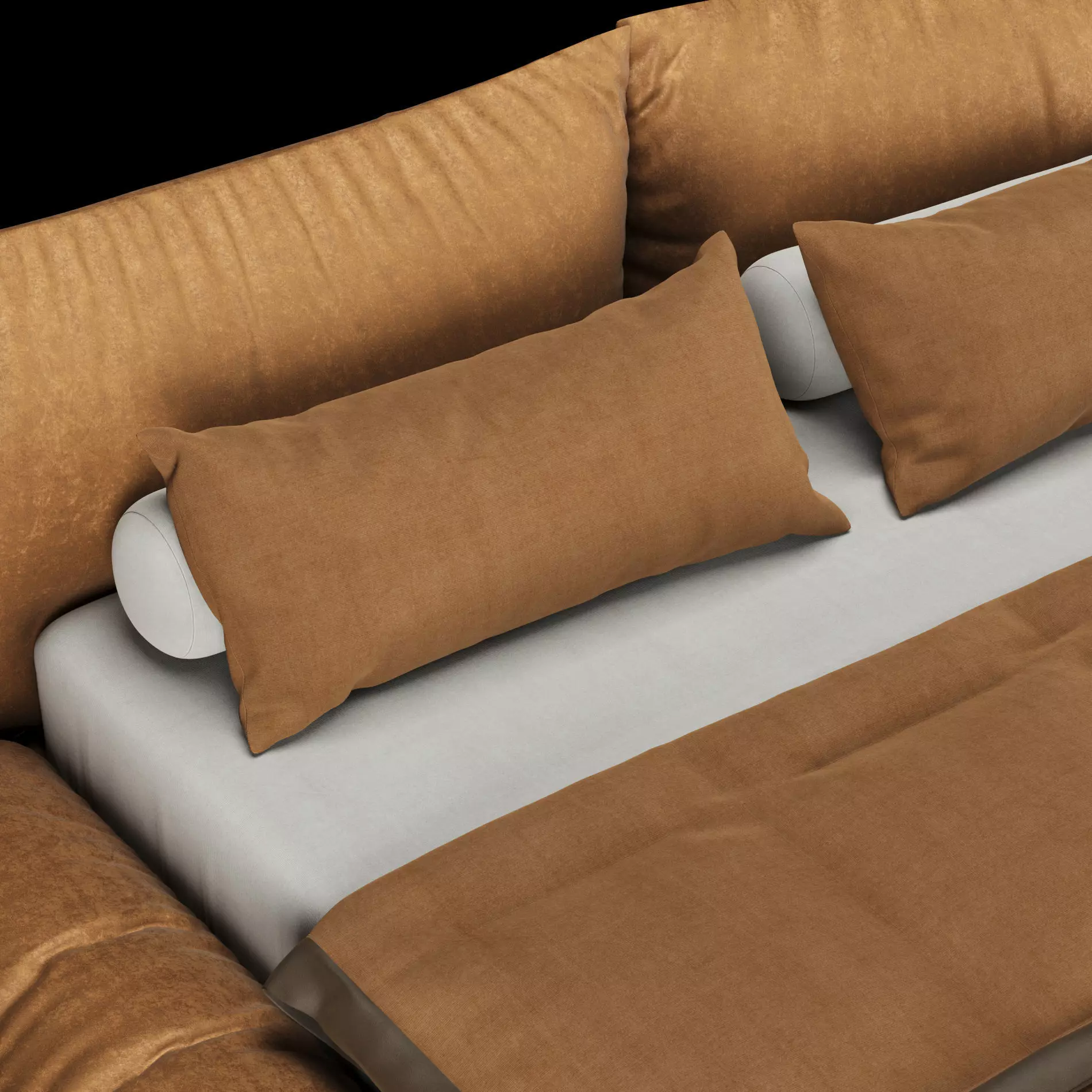Bed with pillows and blanket 031 3D model_7