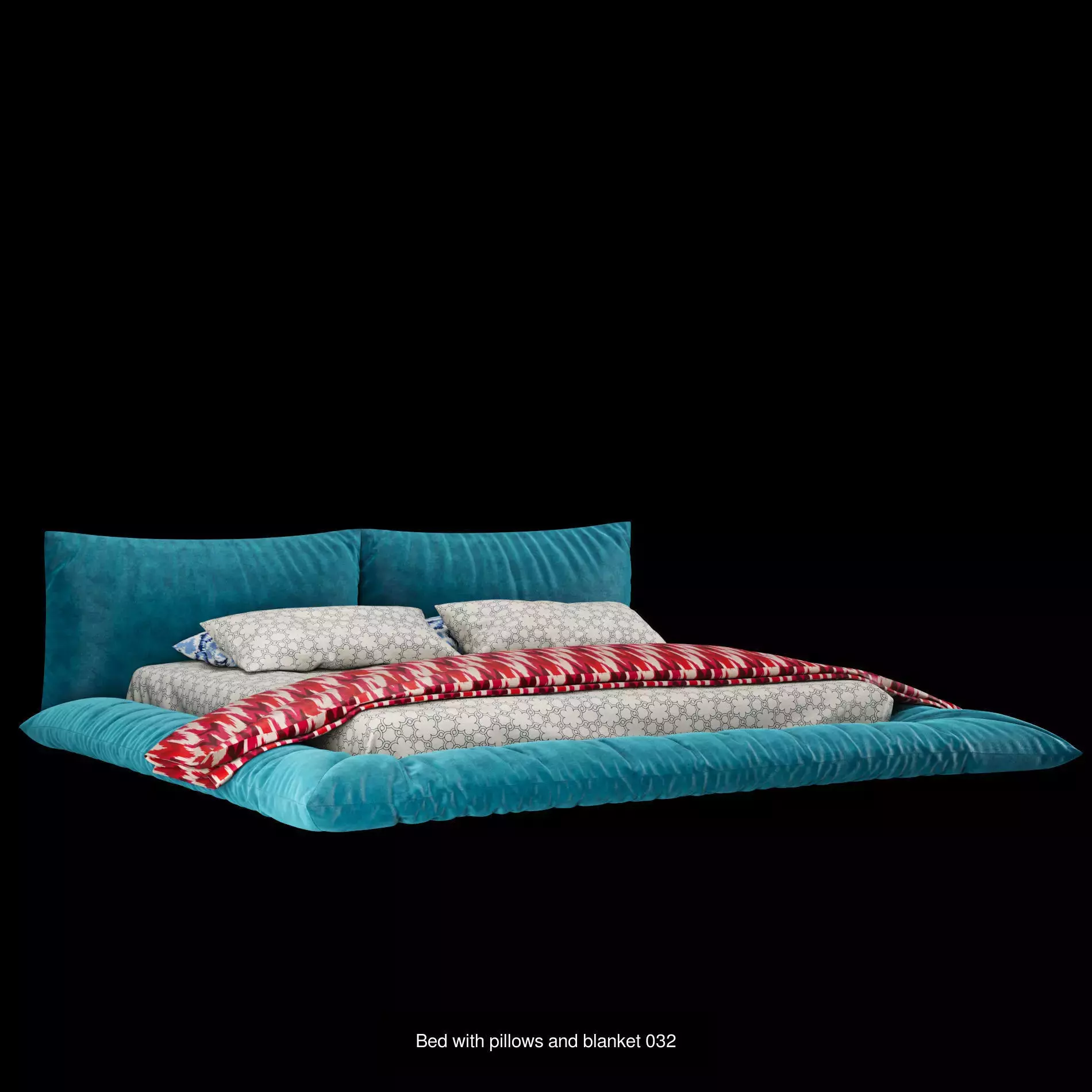 Bed with pillows and blanket set8 3D Model Collection_5