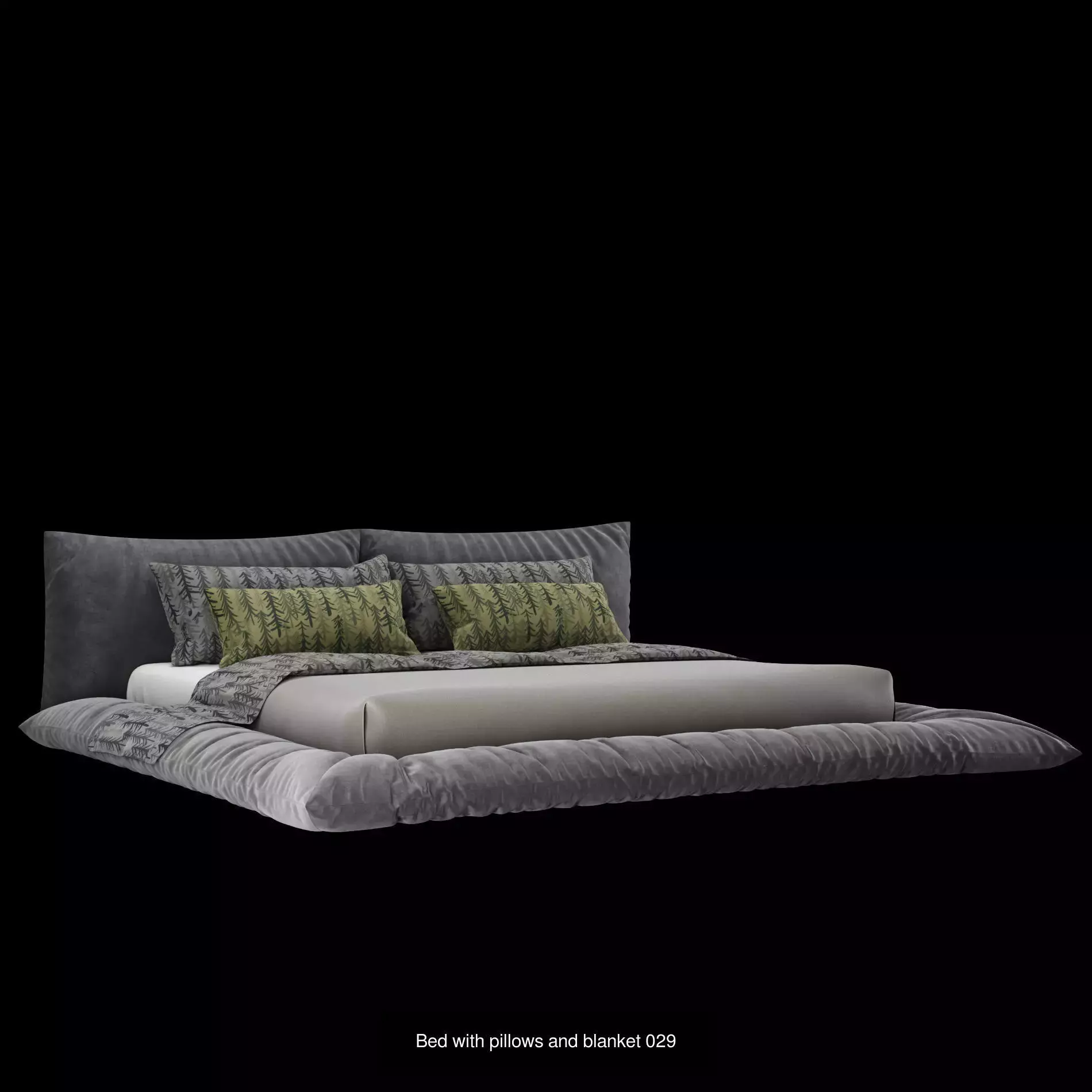 Bed with pillows and blanket set8 3D Model Collection_2