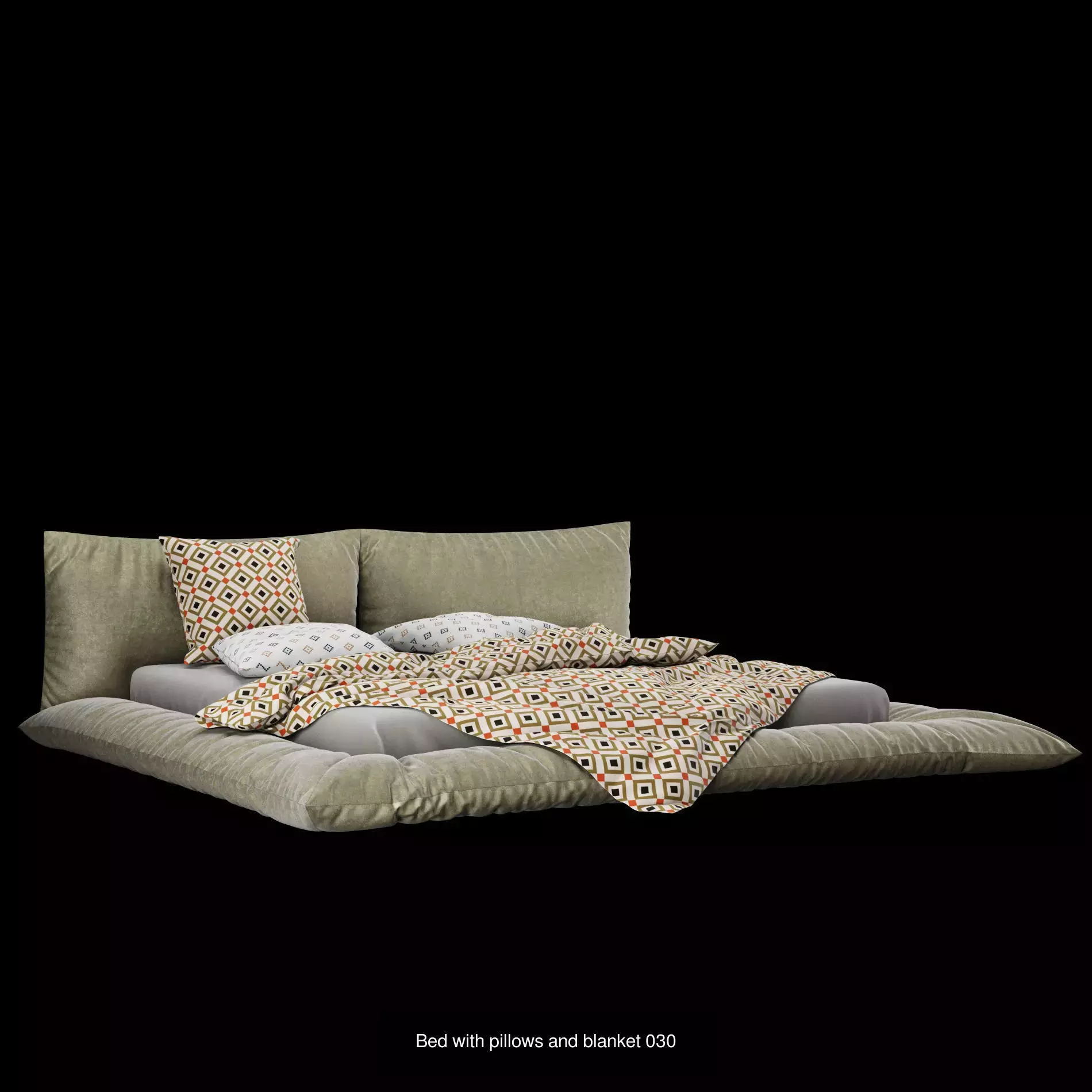 Bed with pillows and blanket set8 3D Model Collection_3