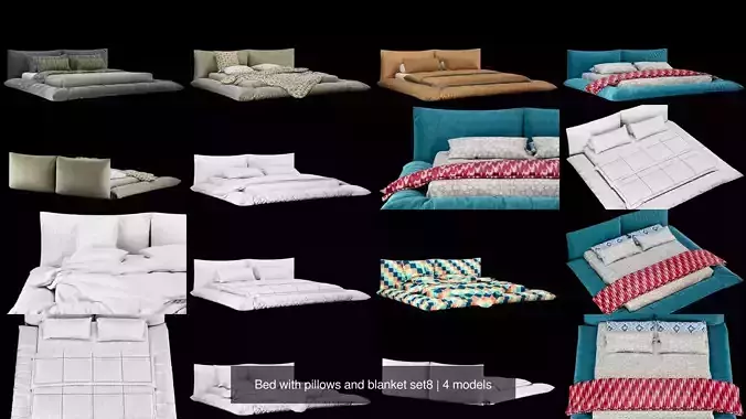  Bed with pillows and blanket set8