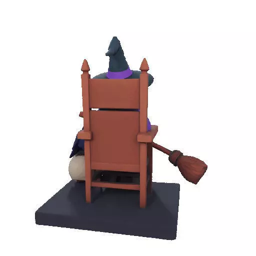 2875Witch with Broom Raven Skull Color Full Body Figurine 3D print model_25