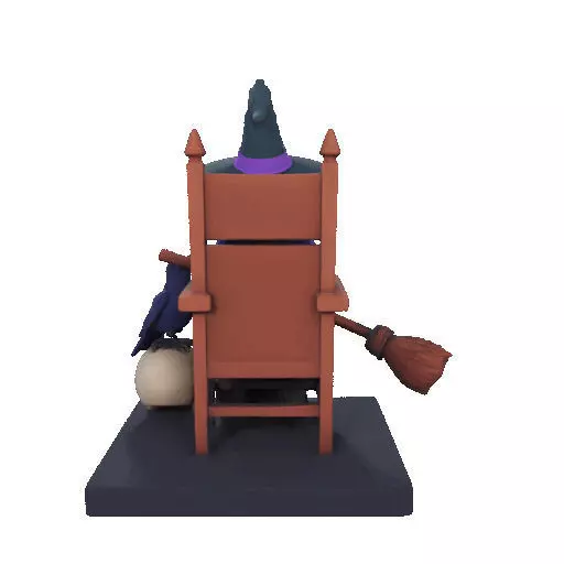 2875Witch with Broom Raven Skull Color Full Body Figurine 3D print model_26