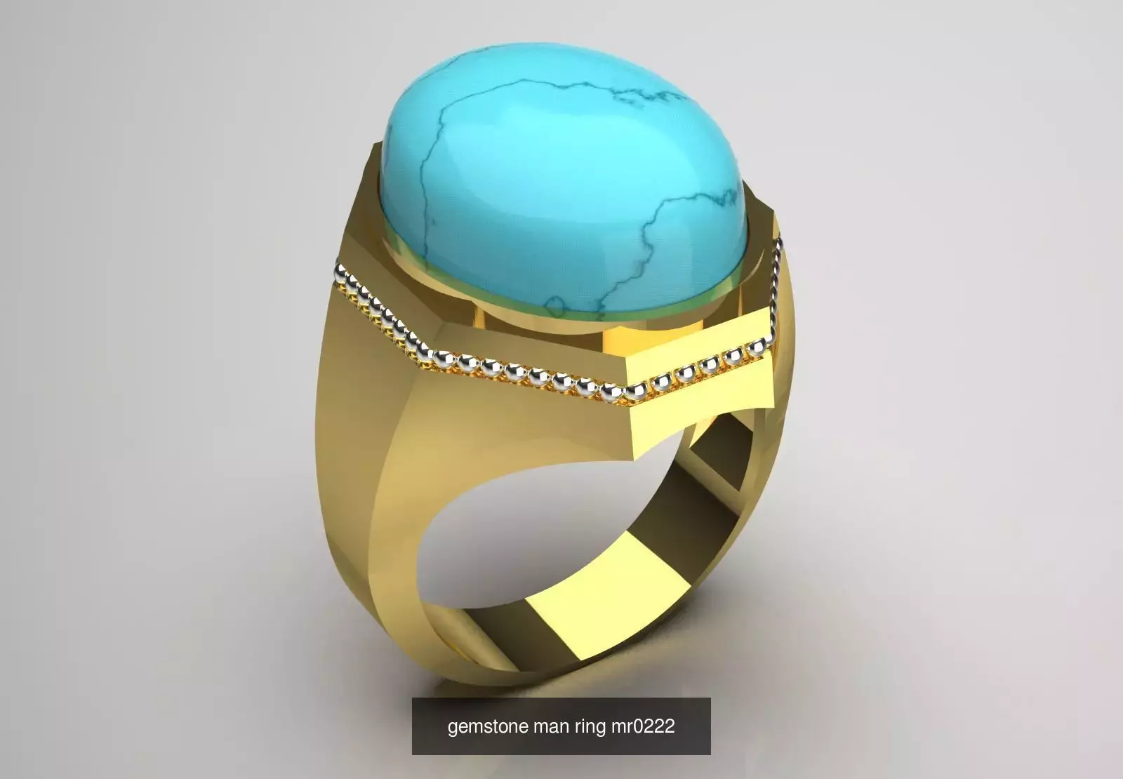 The Oval Cabochon Mens STL 3D Ring Collection _21