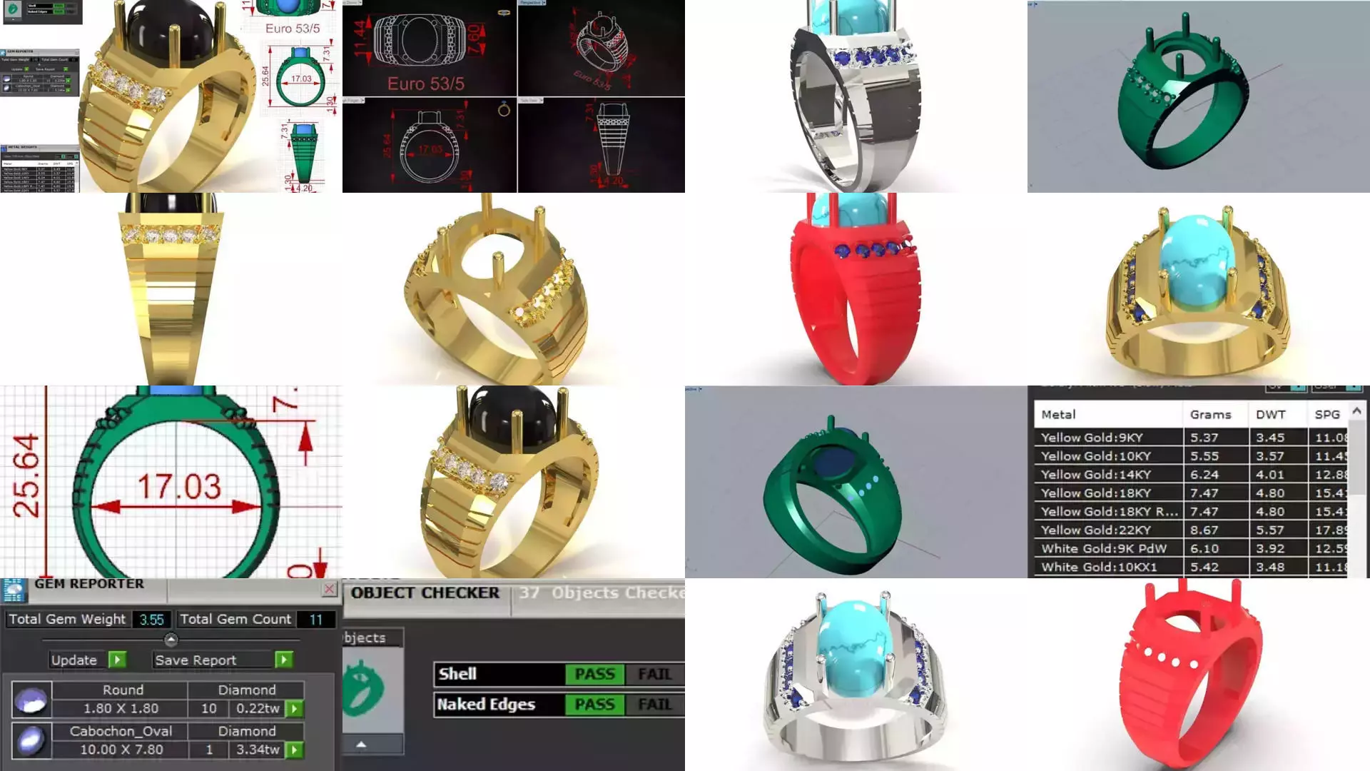 The Oval Cabochon Mens STL 3D Ring Collection _1