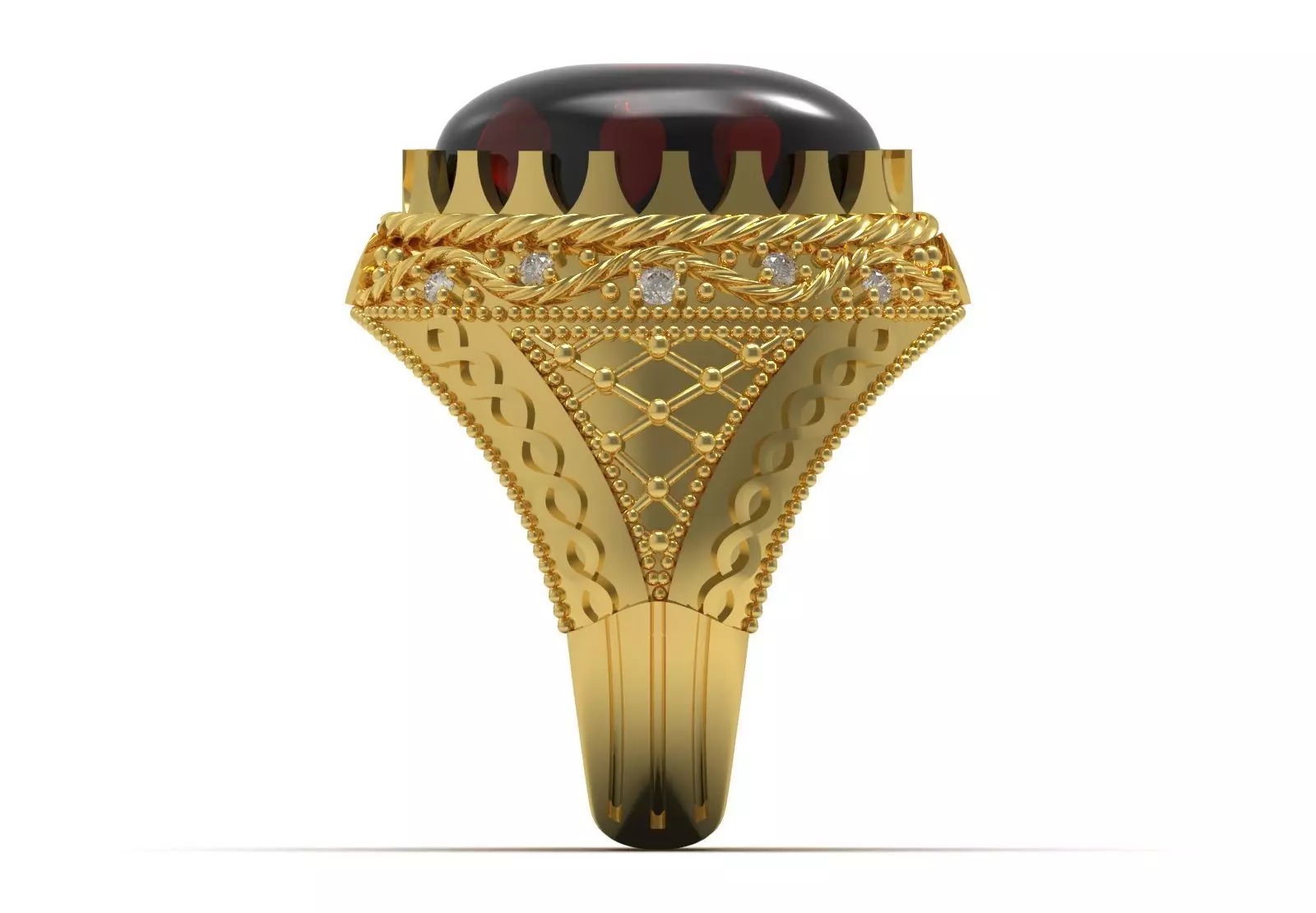 The Oval Cabochon Mens STL 3D Ring Collection _113