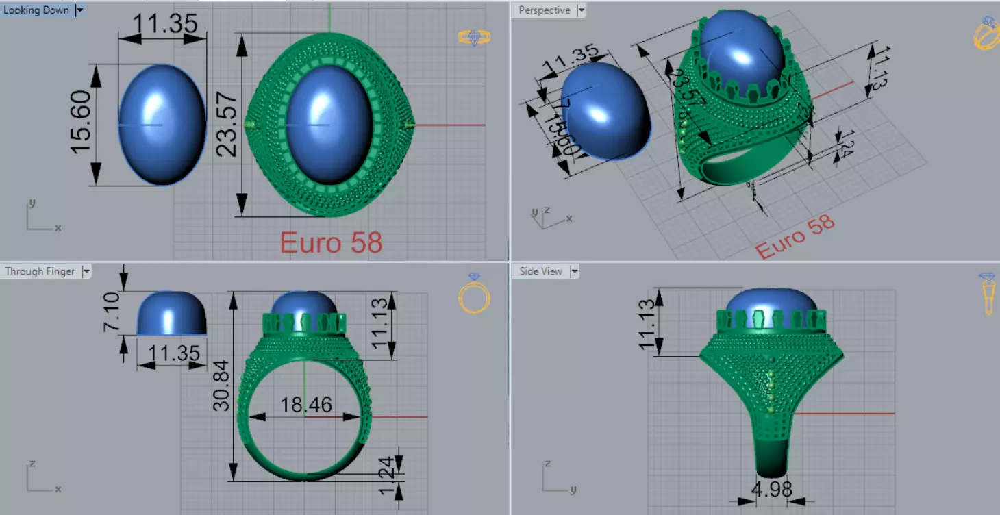 The Oval Cabochon Mens STL 3D Ring Collection _102