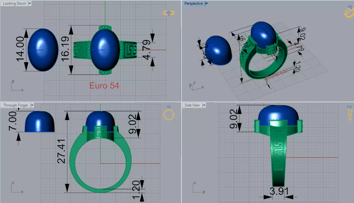 The Oval Cabochon Mens STL 3D Ring Collection _70