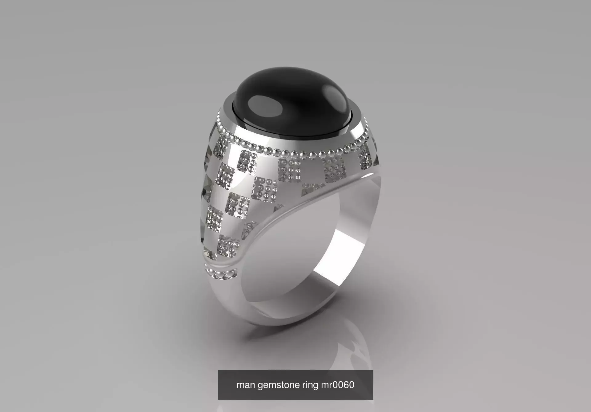 The Oval Cabochon Mens STL 3D Ring Collection _7