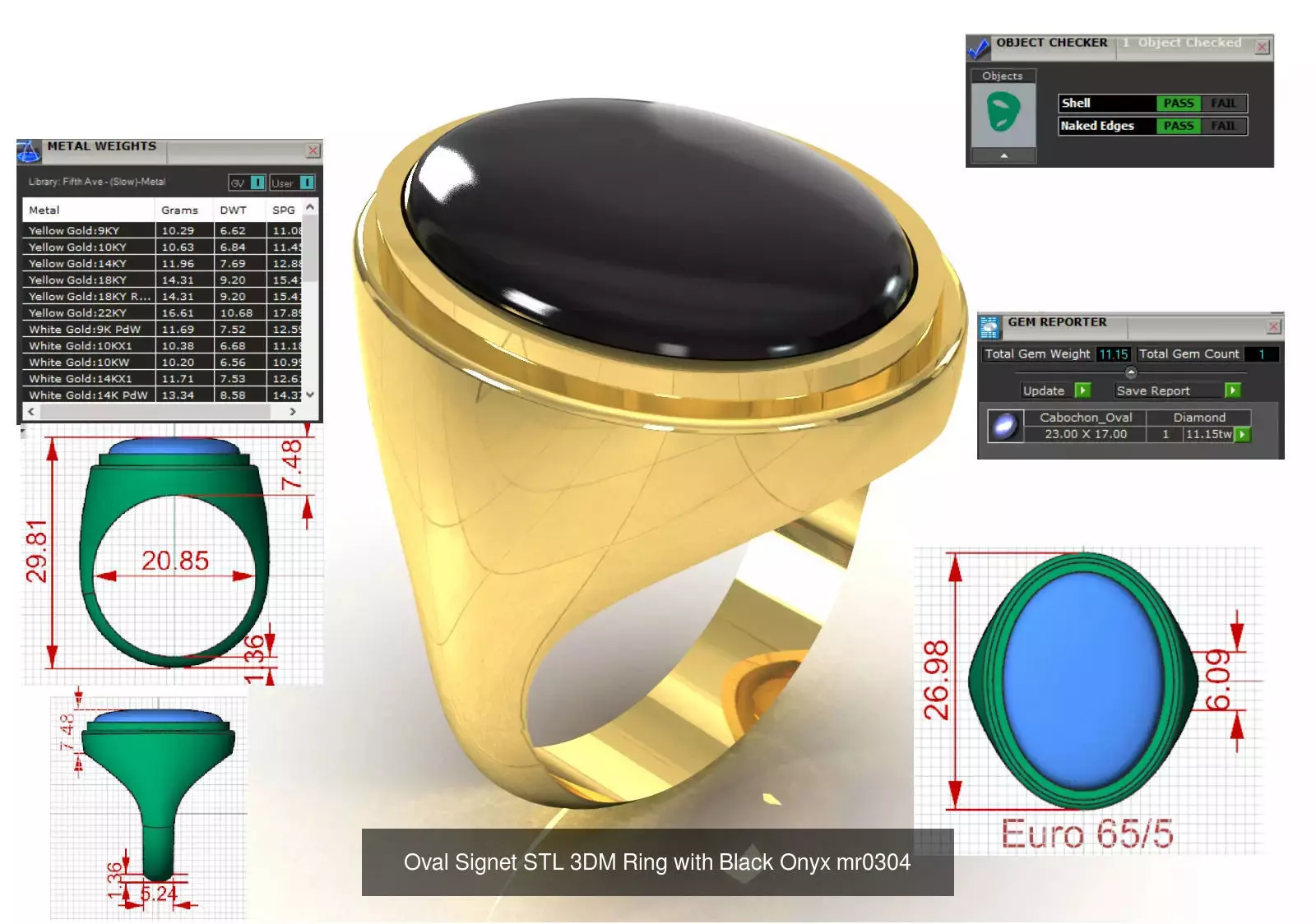 The Oval Cabochon Mens STL 3D Ring Collection _31