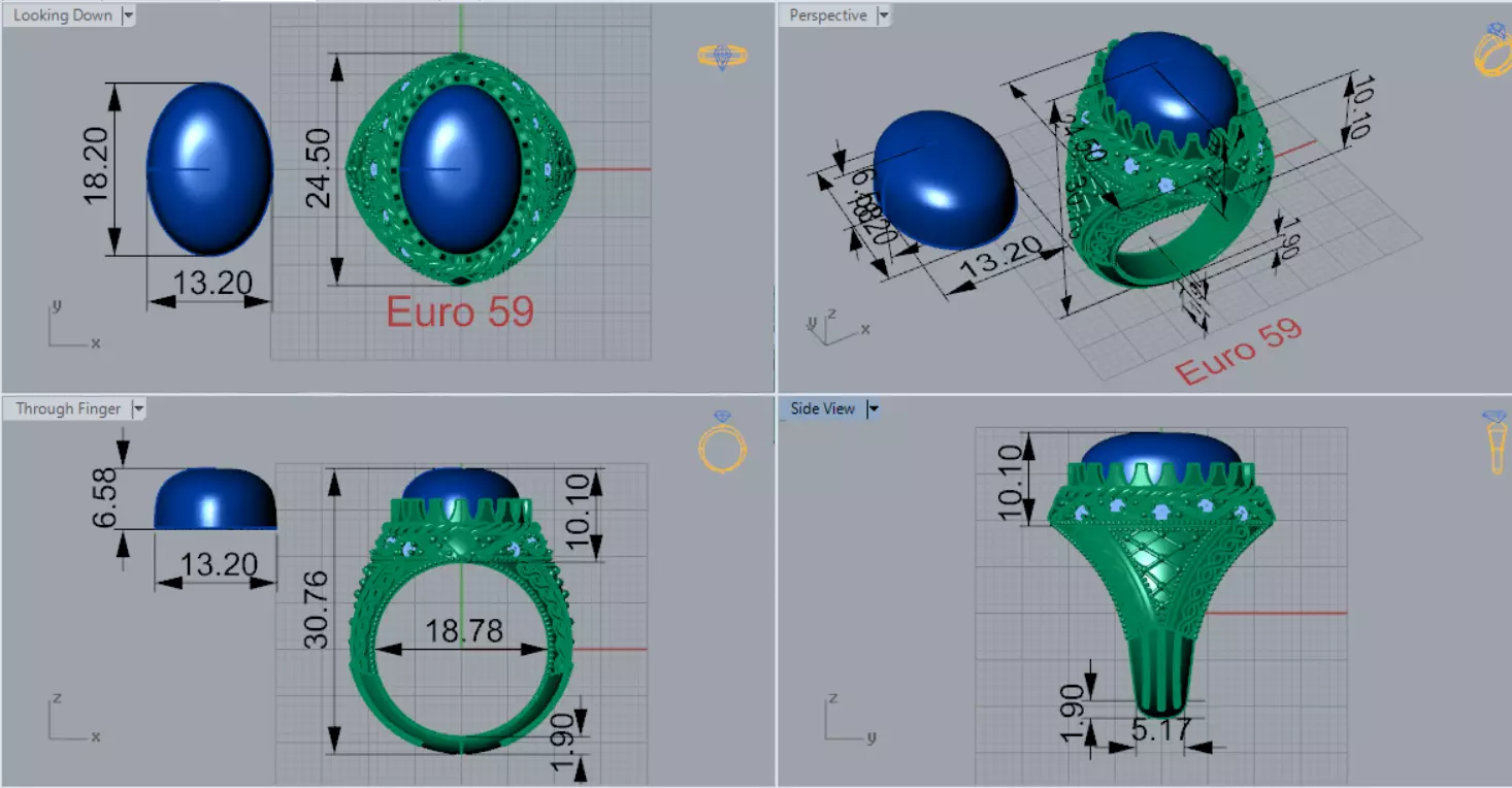 The Oval Cabochon Mens STL 3D Ring Collection _130