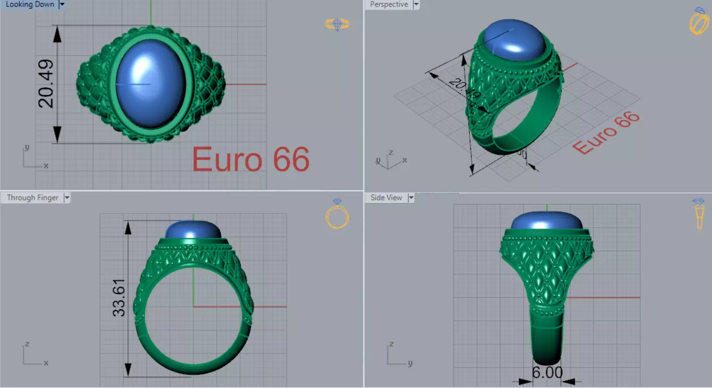 The Oval Cabochon Mens STL 3D Ring Collection _12