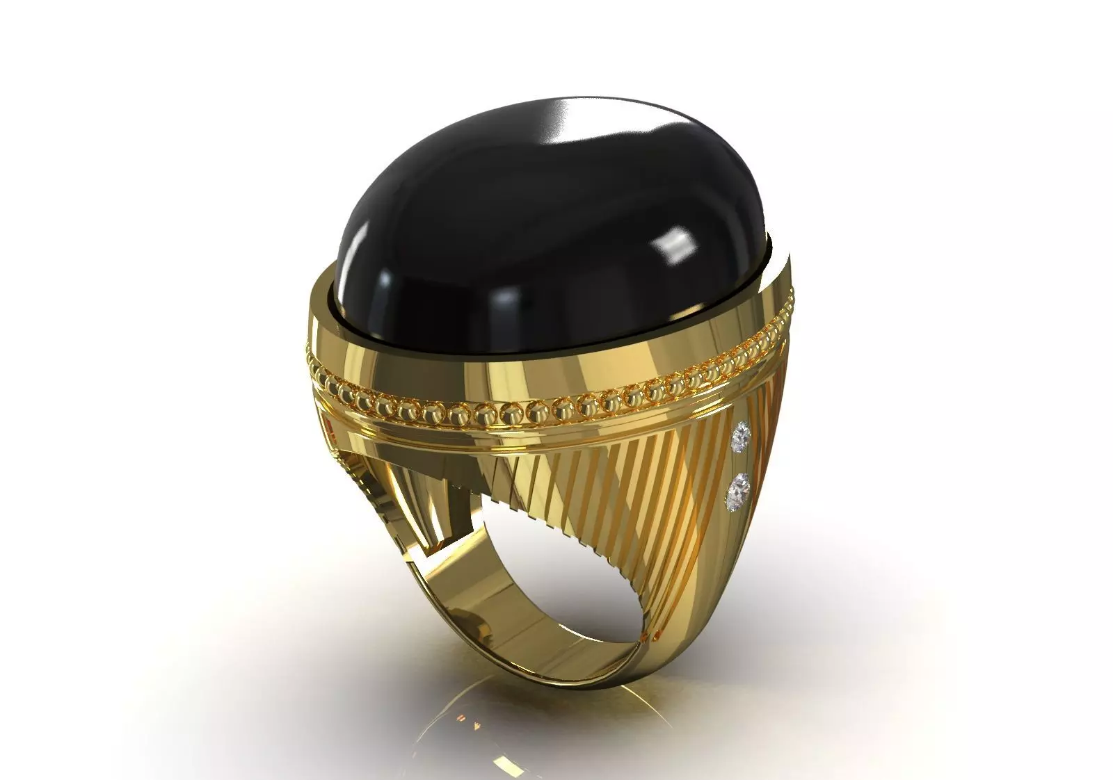 The Oval Cabochon Mens STL 3D Ring Collection _139