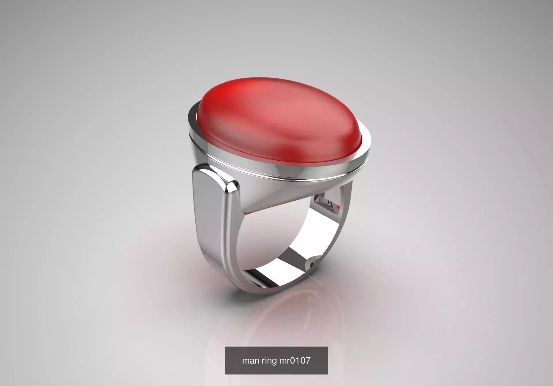 The Oval Cabochon Mens STL 3D Ring Collection _5