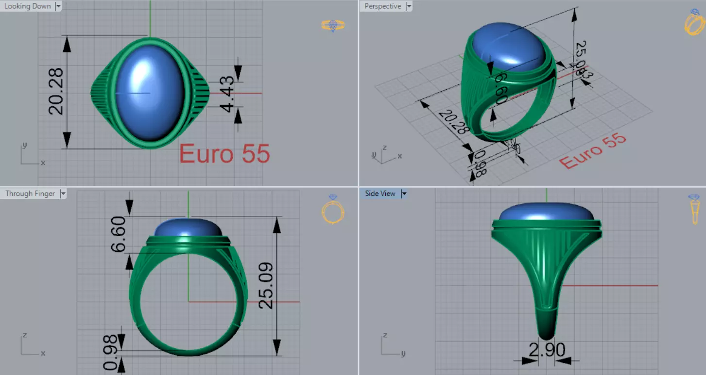 The Oval Cabochon Mens STL 3D Ring Collection _40