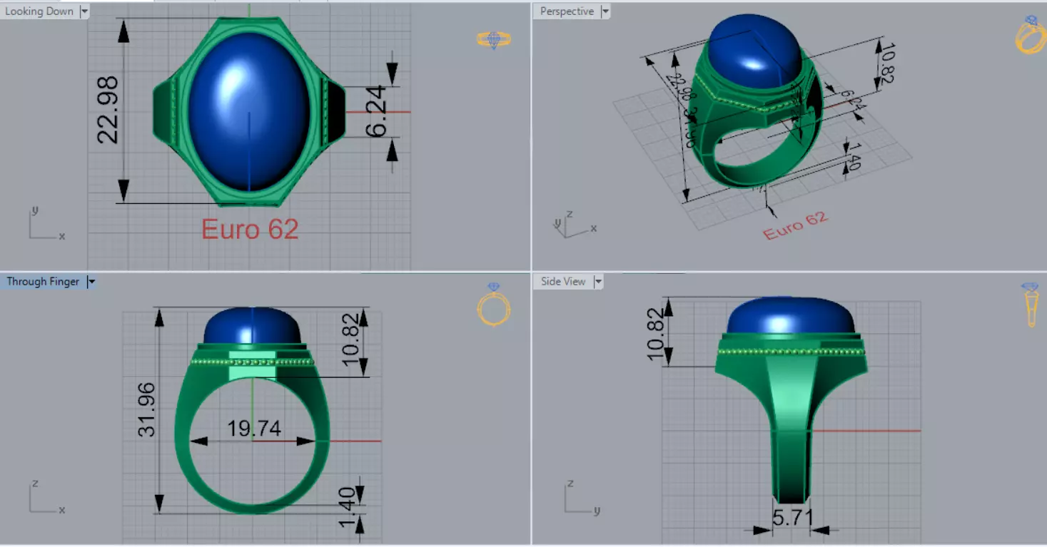 The Oval Cabochon Mens STL 3D Ring Collection _94