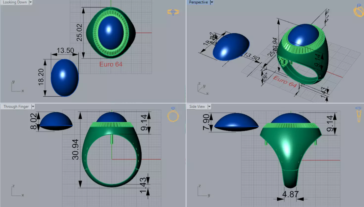 The Oval Cabochon Mens STL 3D Ring Collection _62
