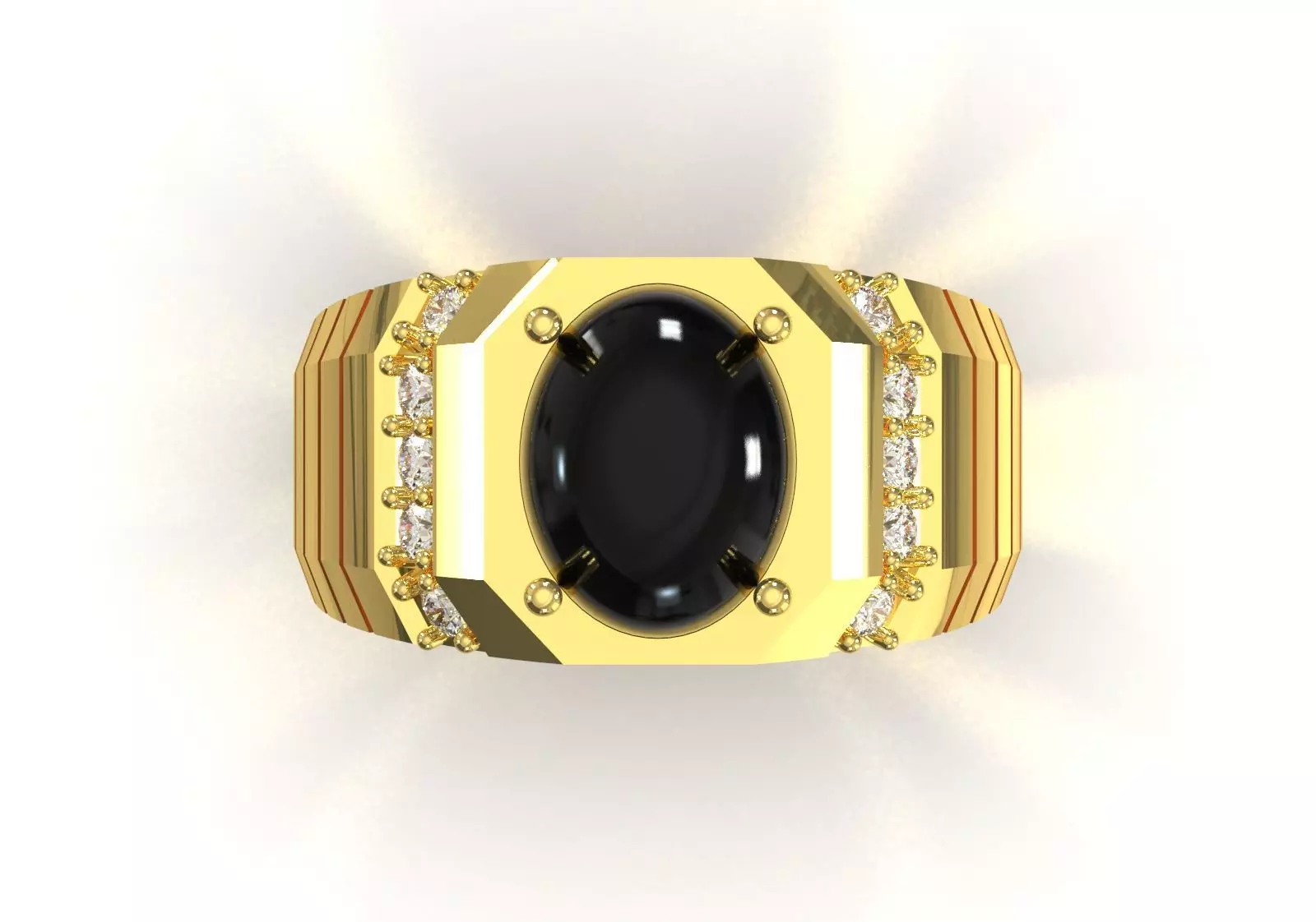 The Oval Cabochon Mens STL 3D Ring Collection _149