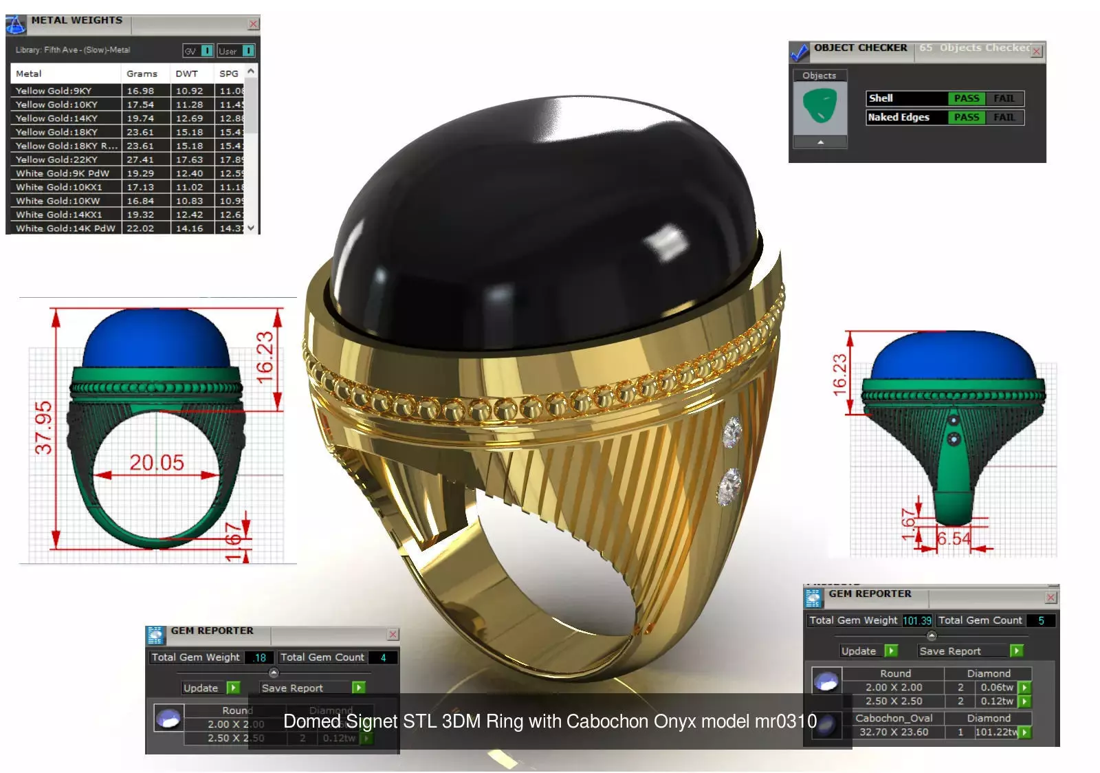 The Oval Cabochon Mens STL 3D Ring Collection _33