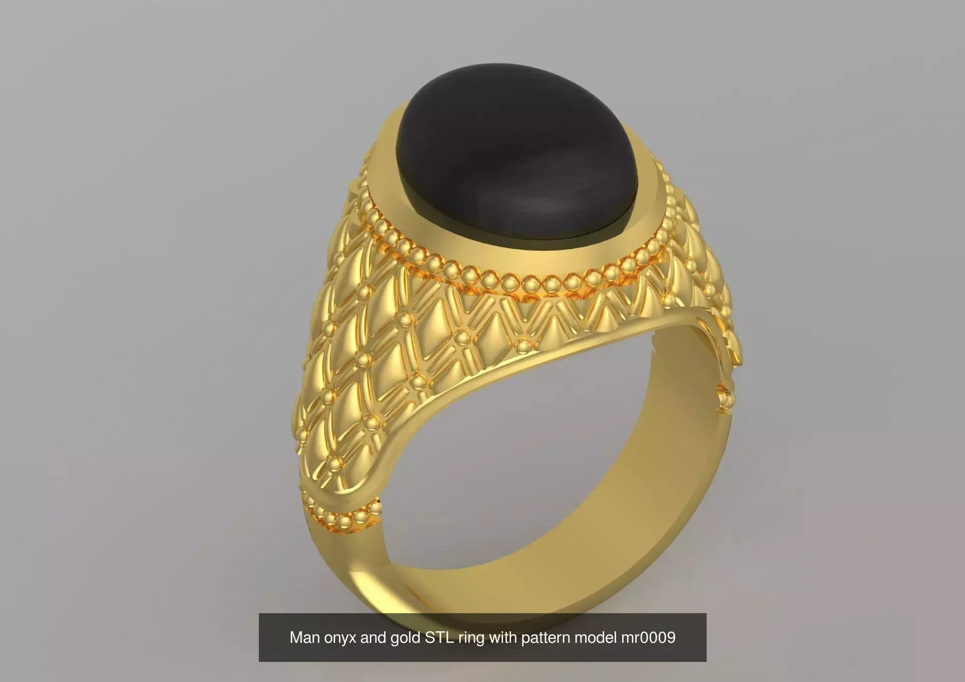 The Oval Cabochon Mens STL 3D Ring Collection _3