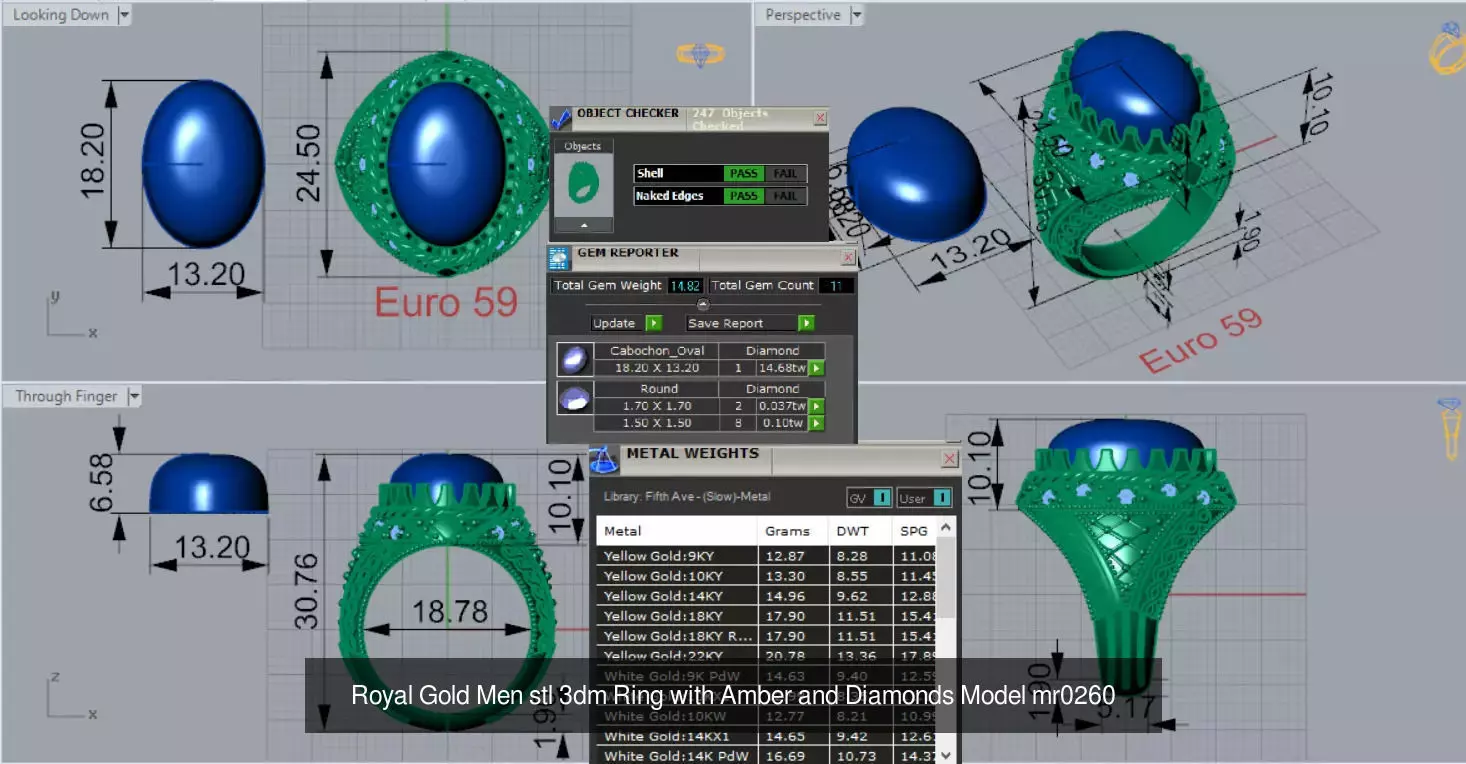 The Oval Cabochon Mens STL 3D Ring Collection _27