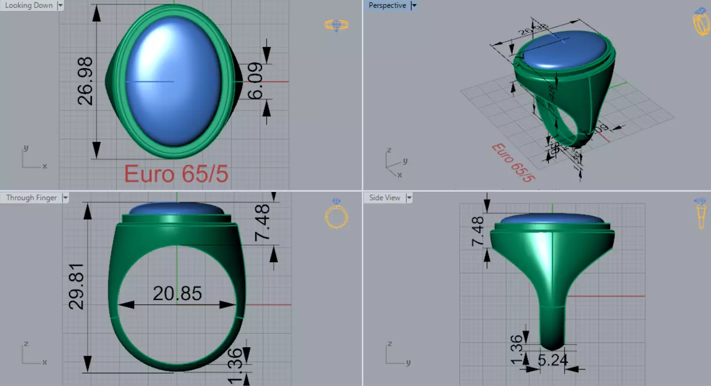 The Oval Cabochon Mens STL 3D Ring Collection _144