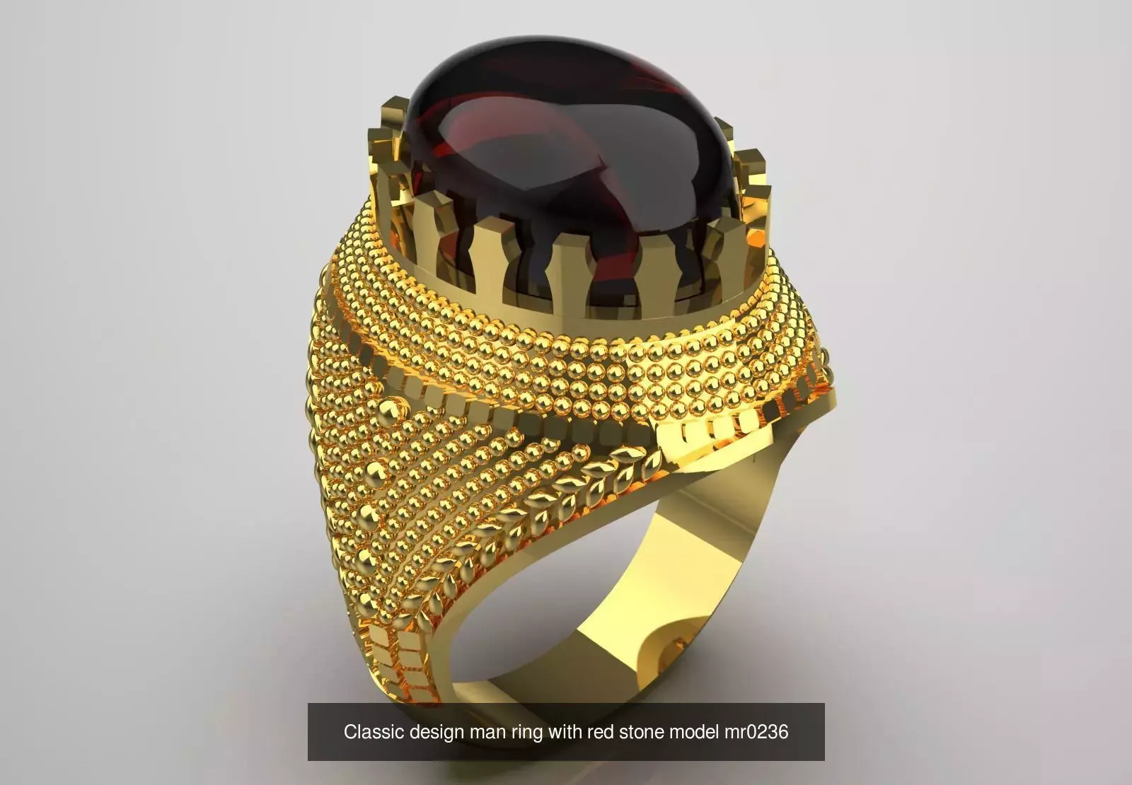 The Oval Cabochon Mens STL 3D Ring Collection _23