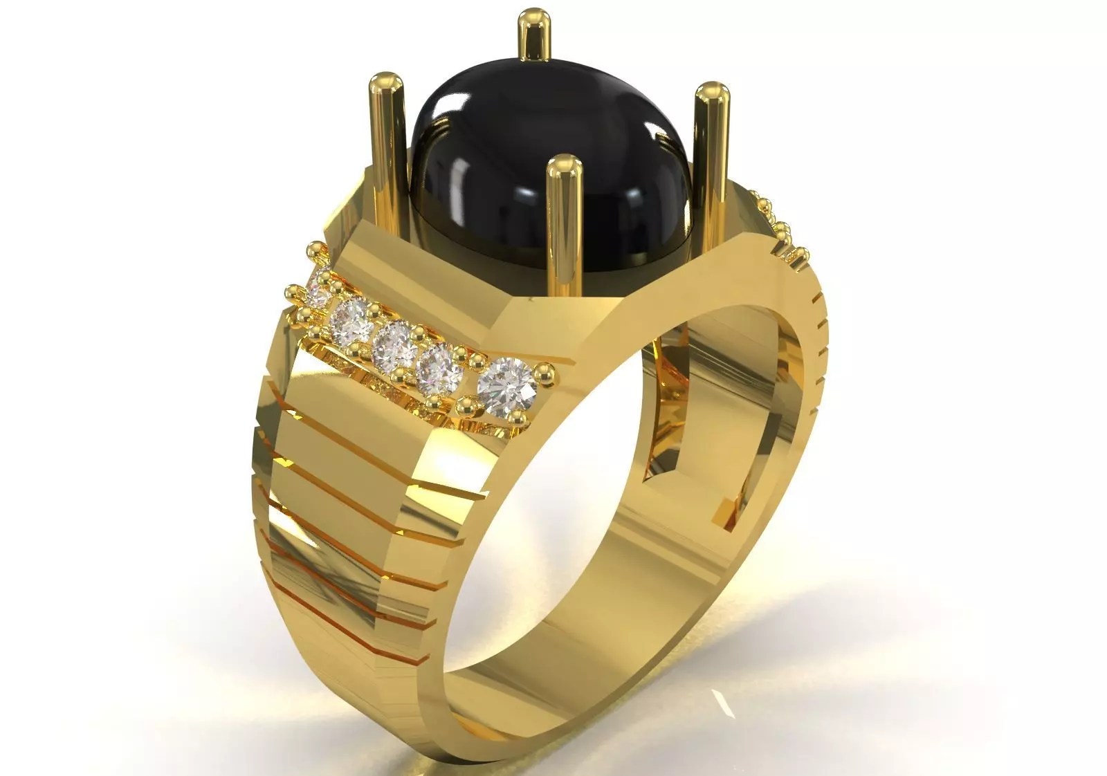 The Oval Cabochon Mens STL 3D Ring Collection _148