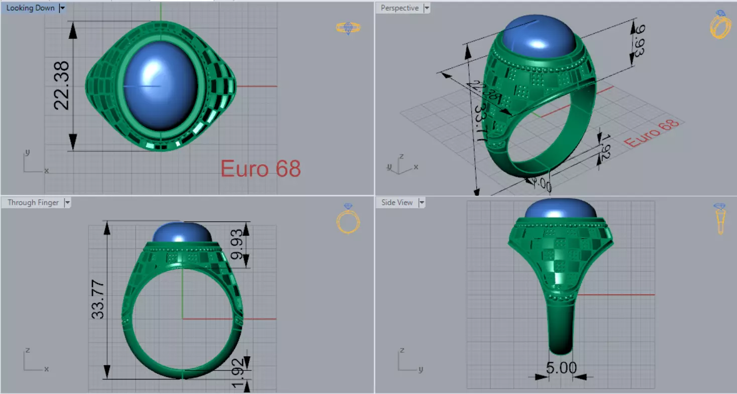 The Oval Cabochon Mens STL 3D Ring Collection _28