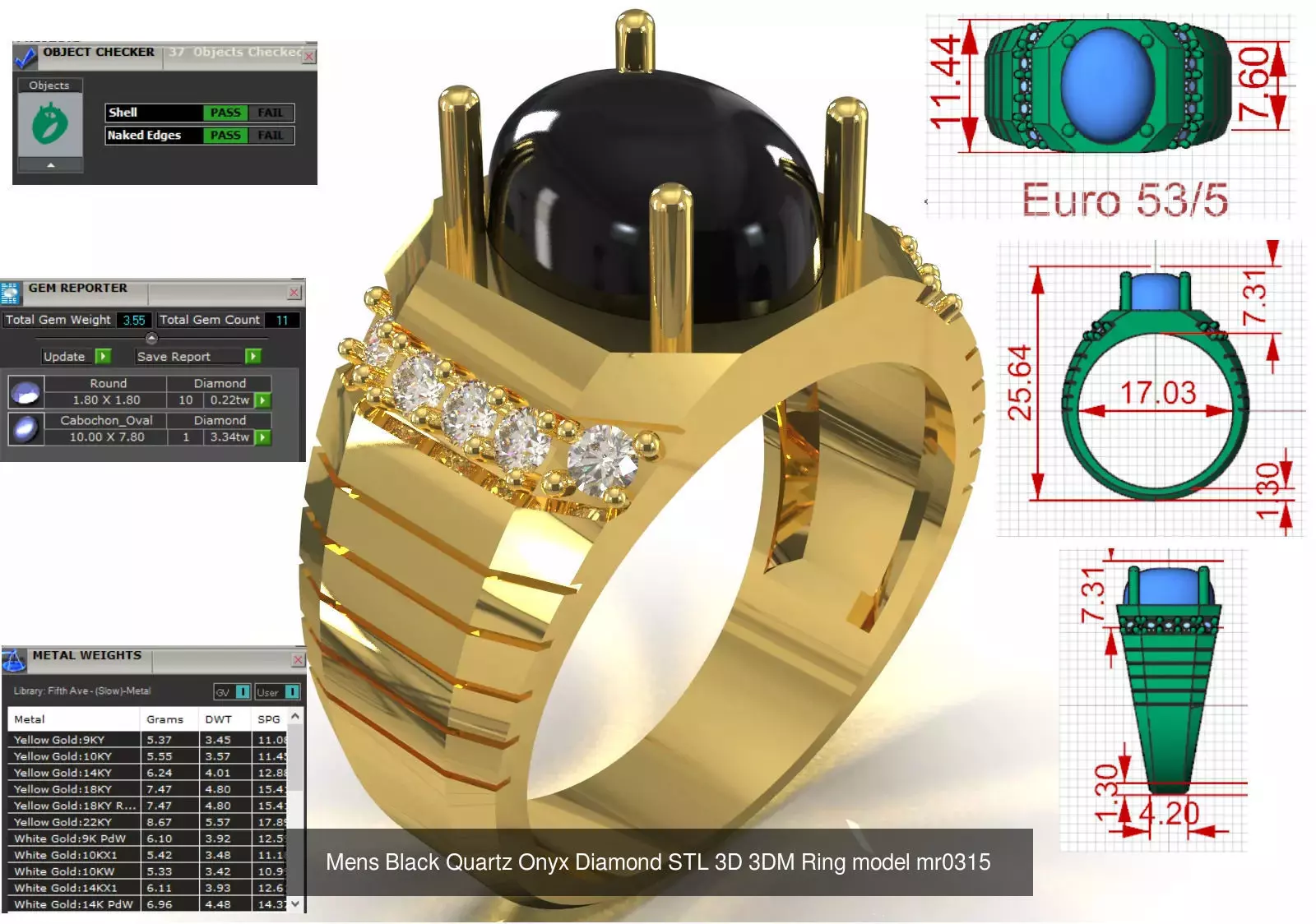 The Oval Cabochon Mens STL 3D Ring Collection _35