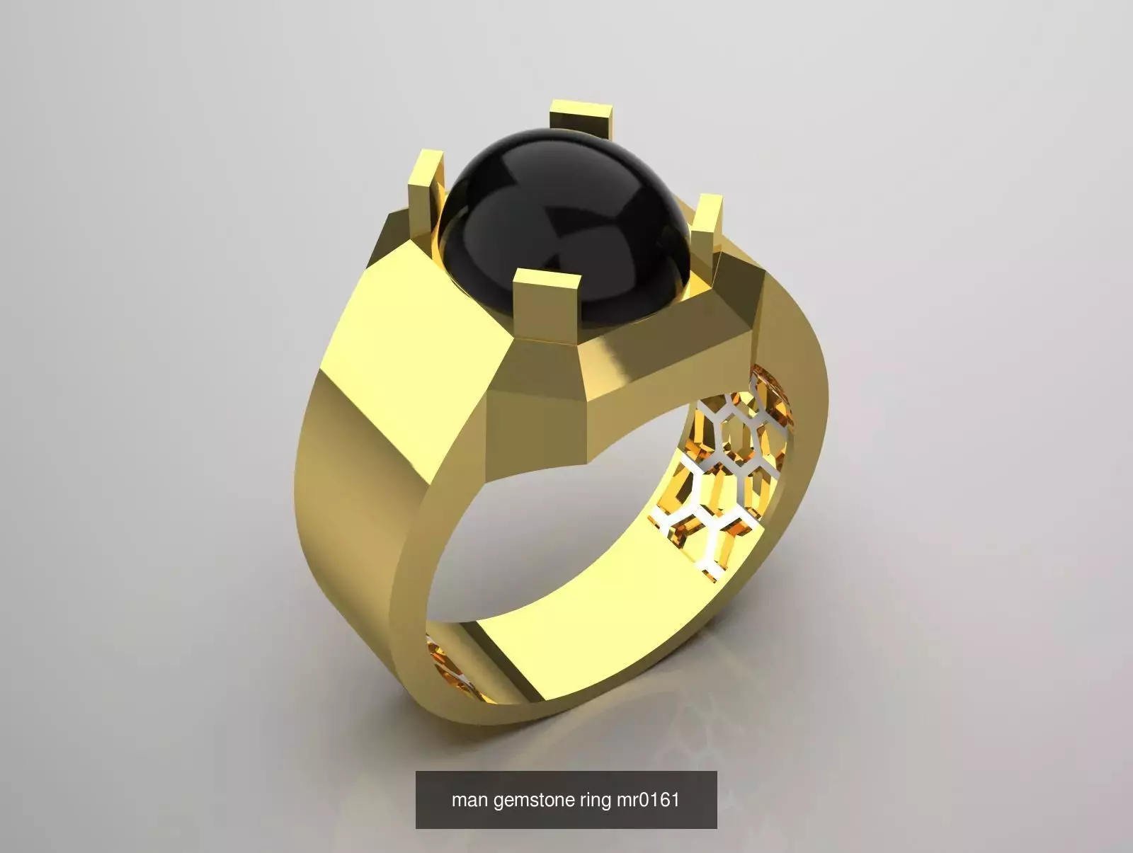 The Oval Cabochon Mens STL 3D Ring Collection _11