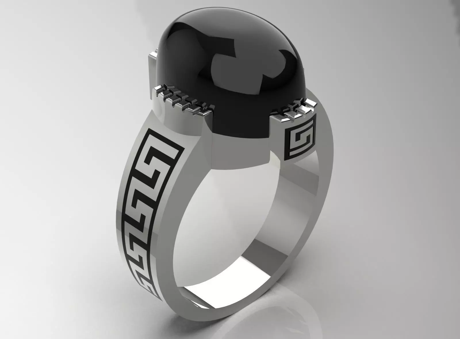 The Oval Cabochon Mens STL 3D Ring Collection _64