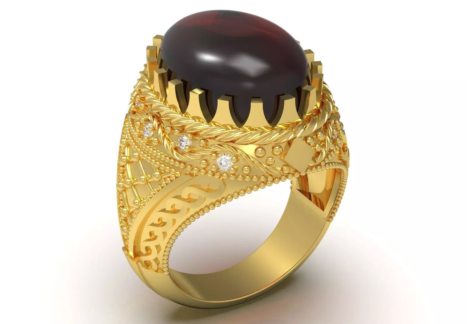The Oval Cabochon Mens STL 3D Ring Collection _128