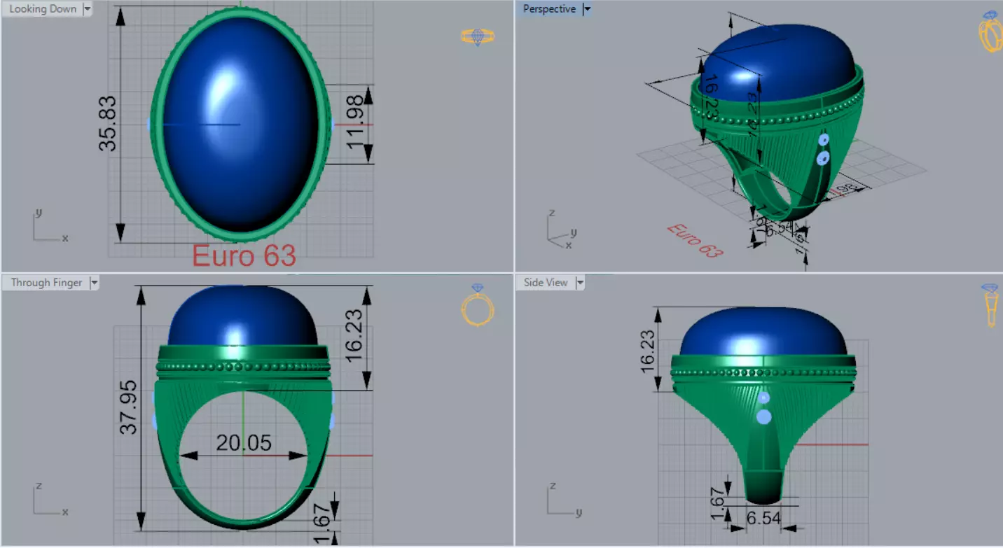 The Oval Cabochon Mens STL 3D Ring Collection _147