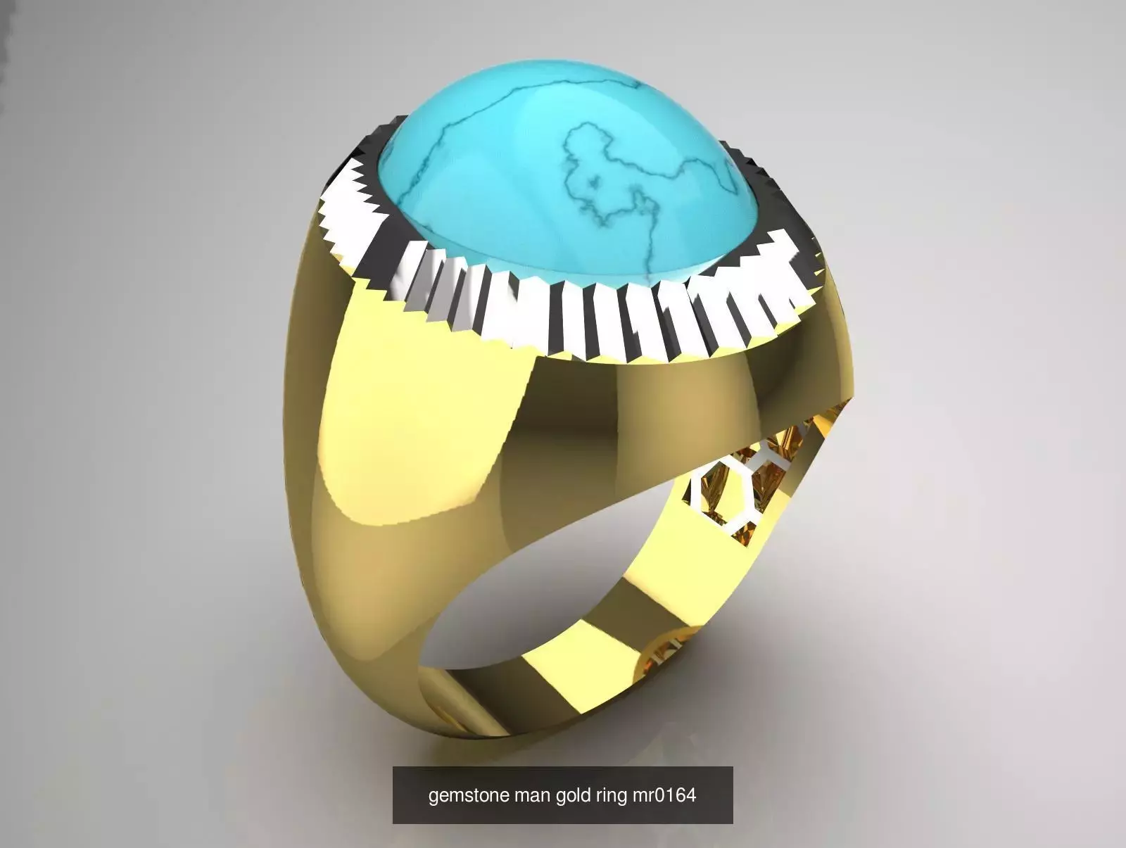 The Oval Cabochon Mens STL 3D Ring Collection _13