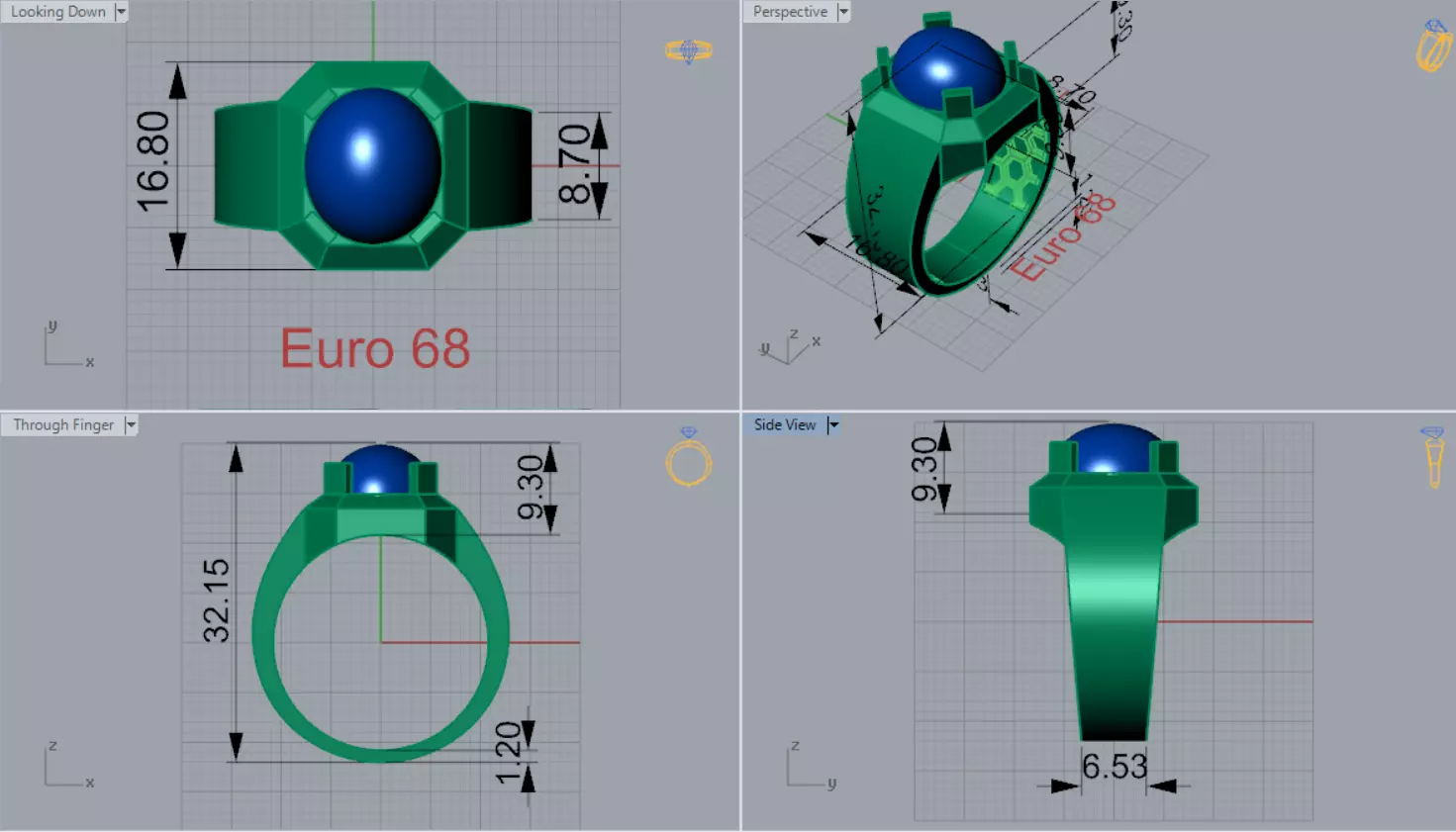 The Oval Cabochon Mens STL 3D Ring Collection _55