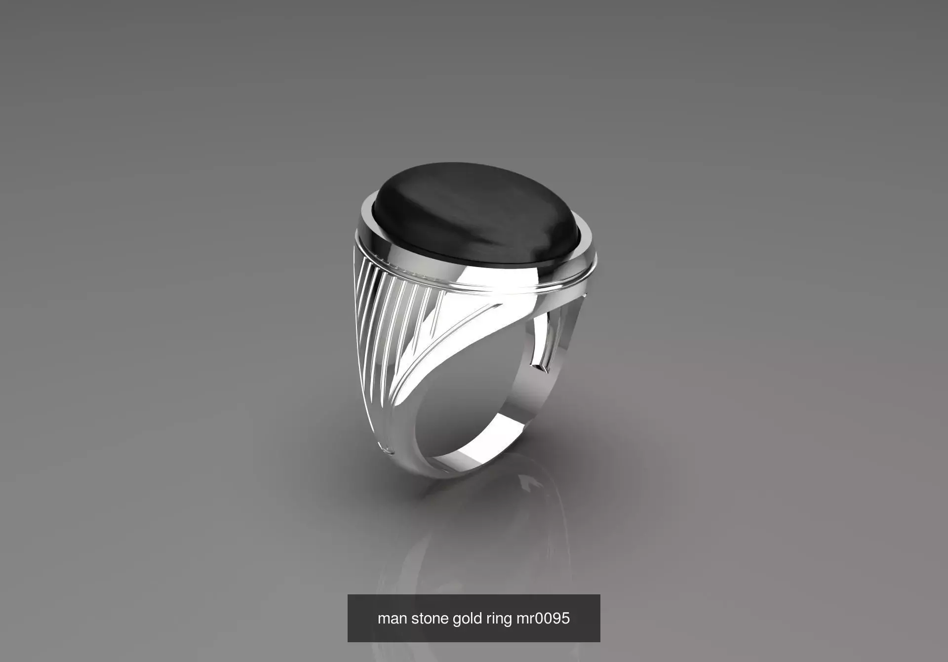 The Oval Cabochon Mens STL 3D Ring Collection _9