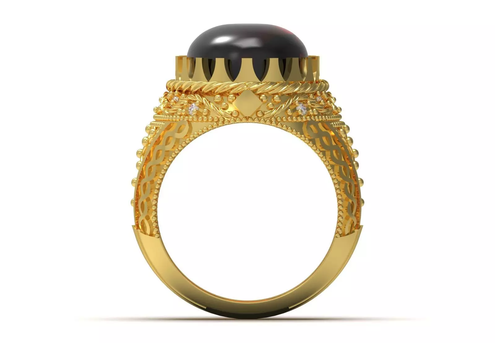 The Oval Cabochon Mens STL 3D Ring Collection _112