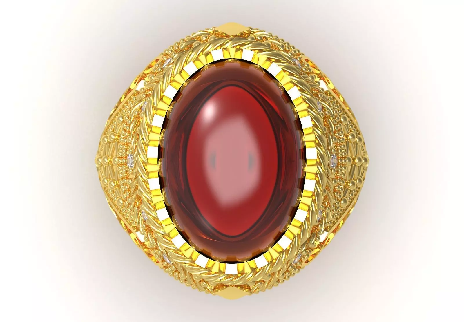 The Oval Cabochon Mens STL 3D Ring Collection _143